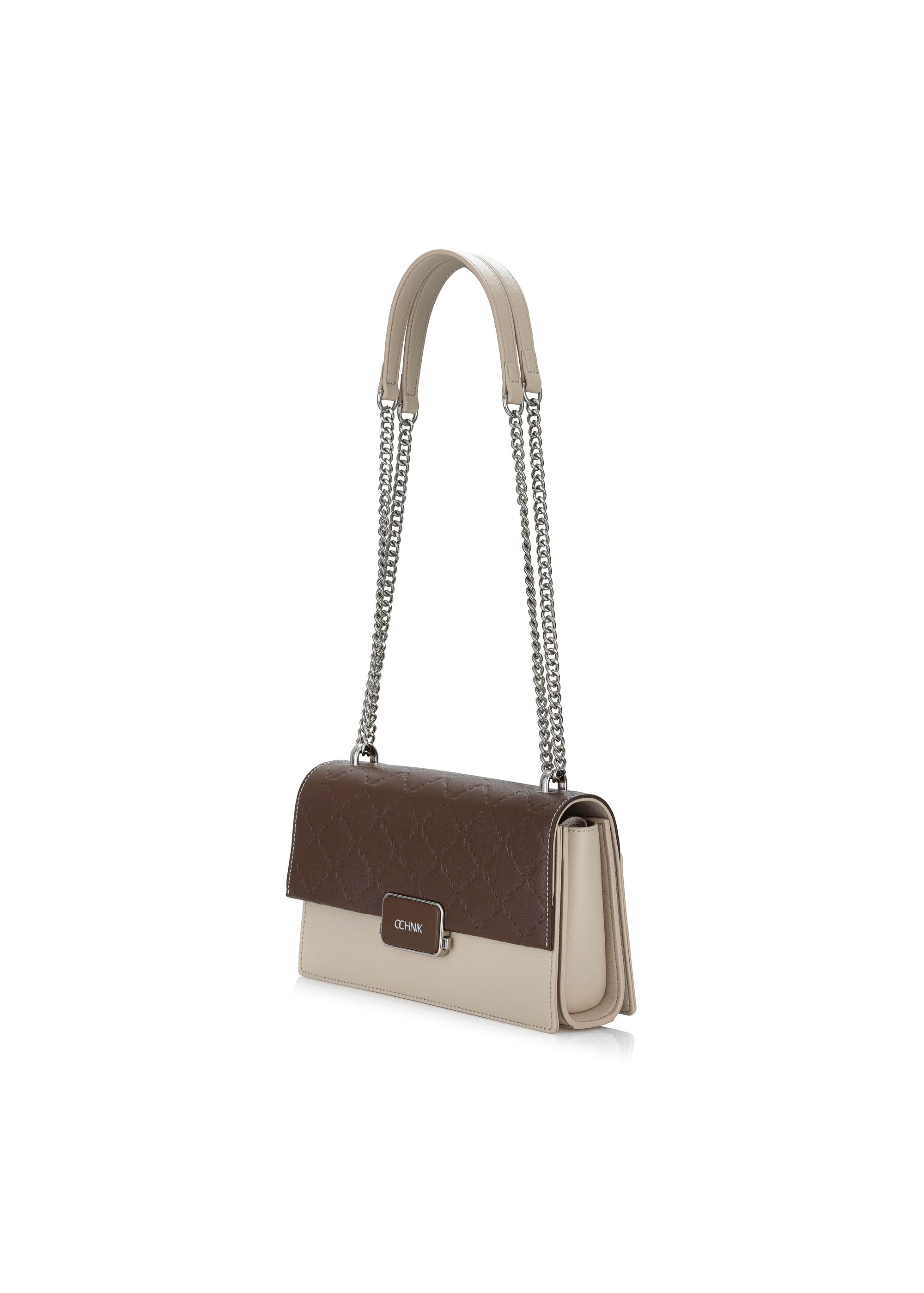 Cream and brown medium women's bag TOREC-0984-15(Z24)-02