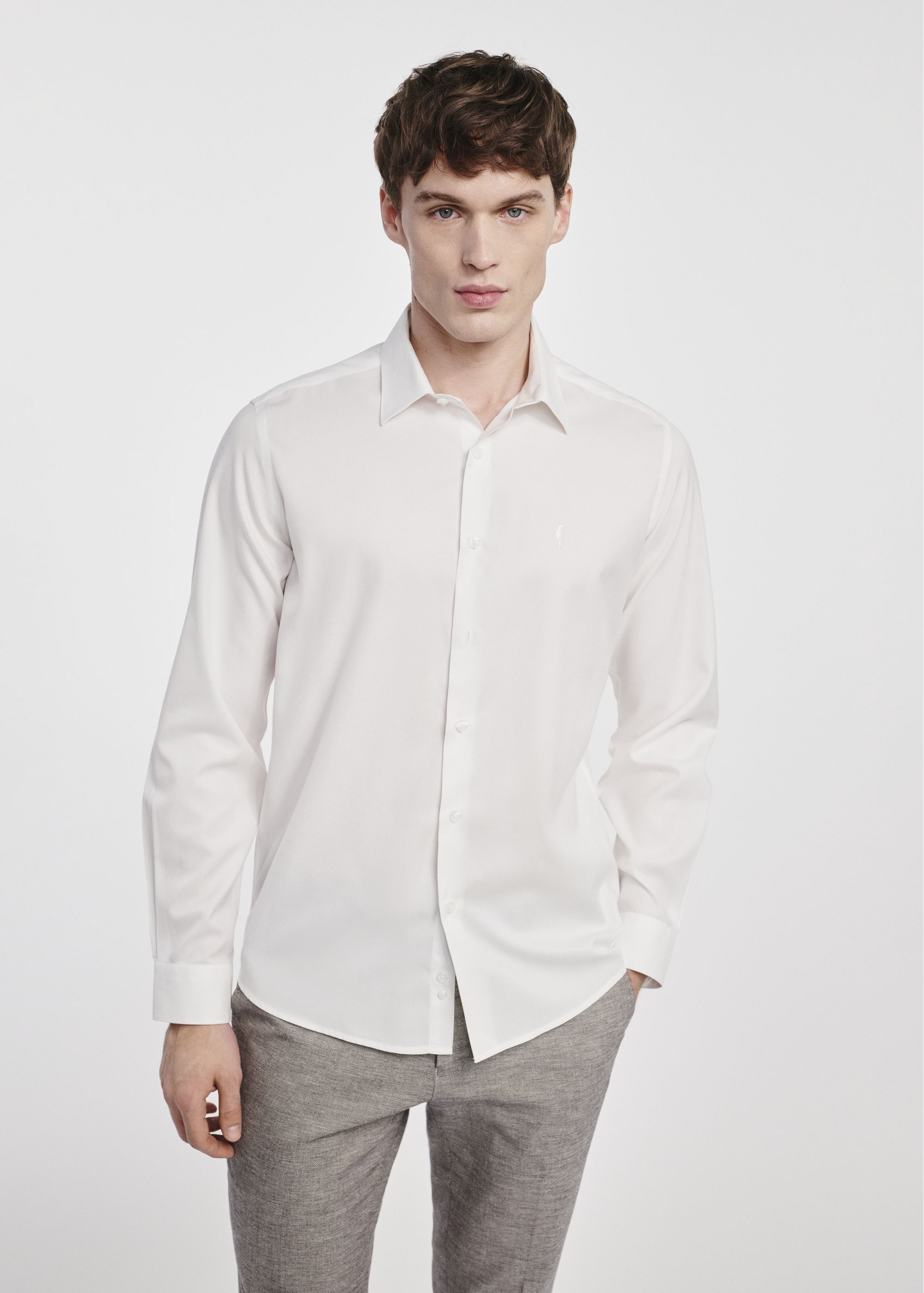 White elegant men's shirt KOSMT-0339-11(W25)-01