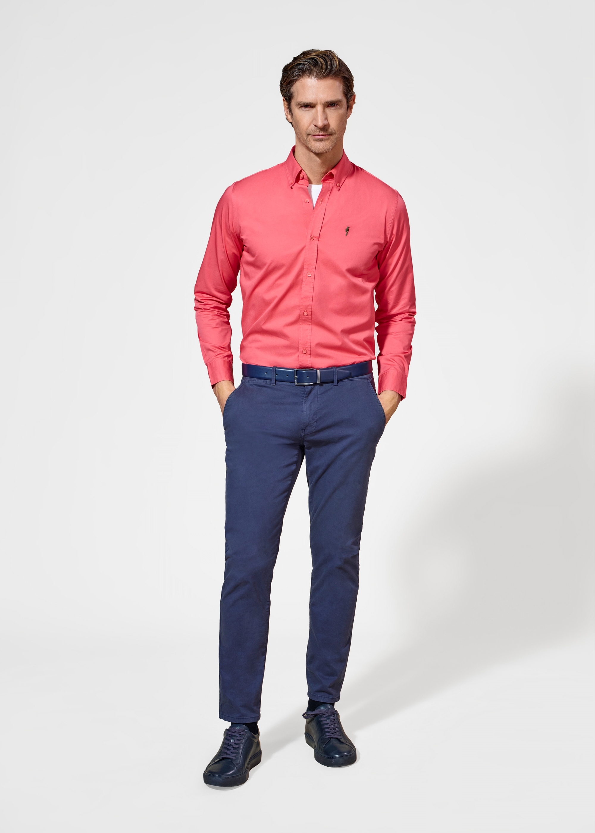 Coral cotton men's shirt KOSMT-0342-18(W25)-02