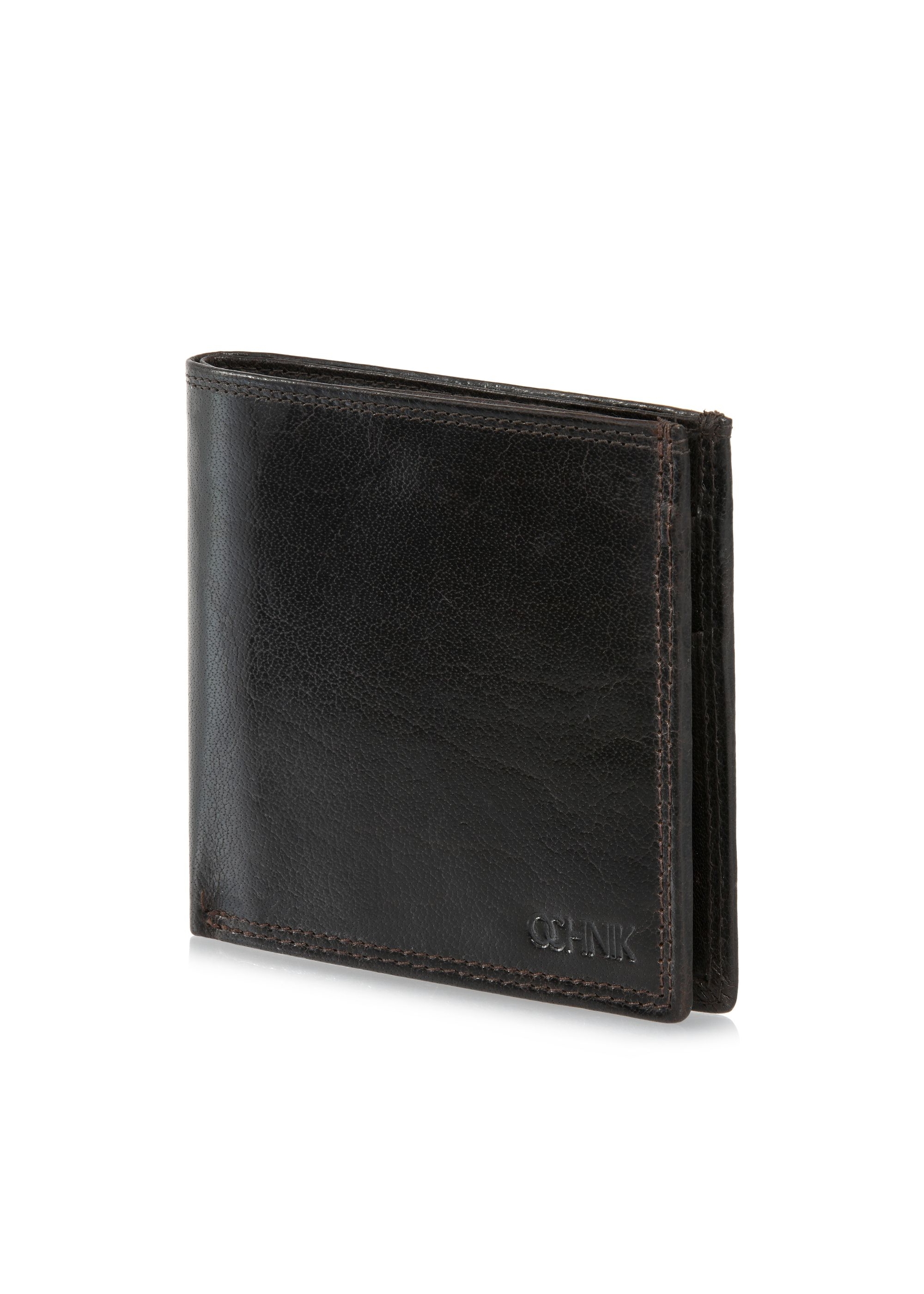 Brown unbuttoned leather men's wallet PORMS-0555-89(W24)-04