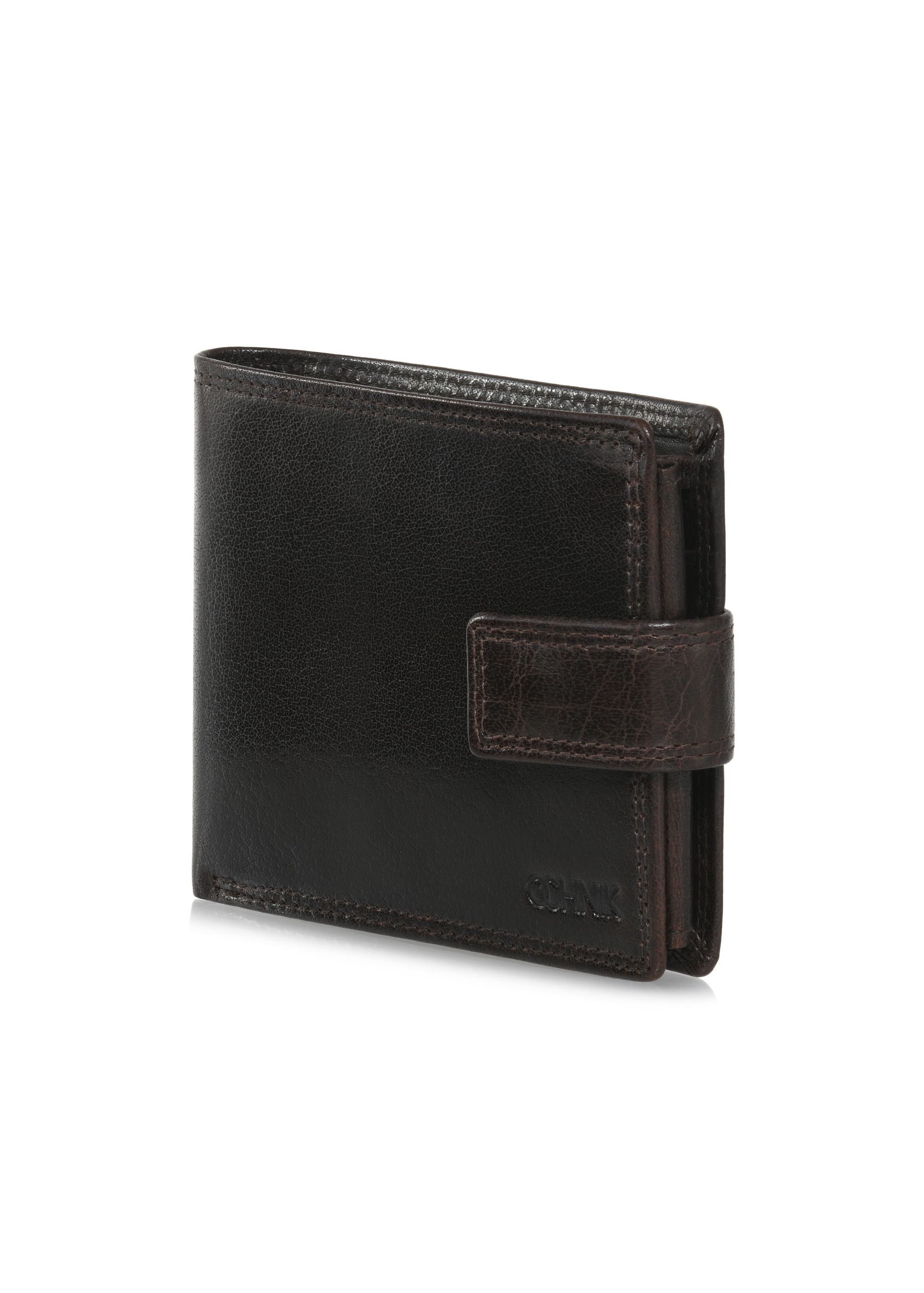 Leather clasp brown men's wallet PORMS-0553-89(W24)-03