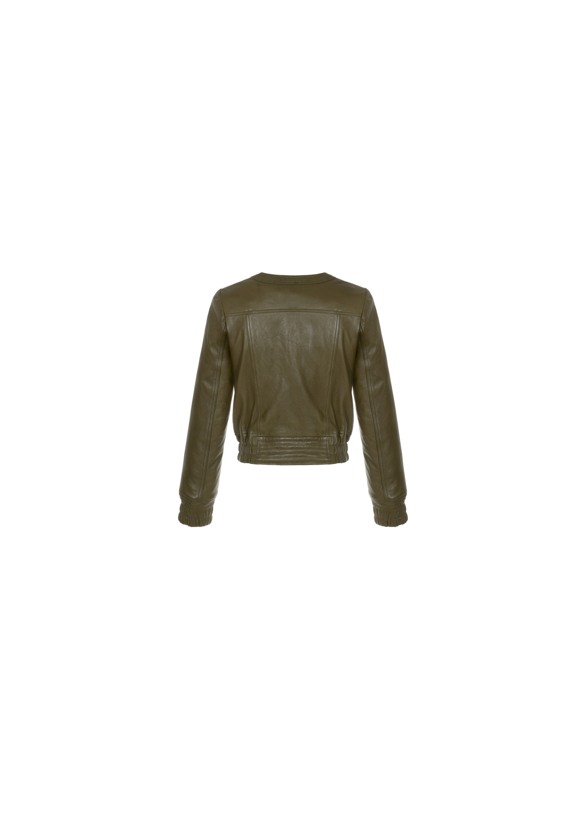 Women's leather jacket in khaki color KURDS-0342-1213(W22)-04