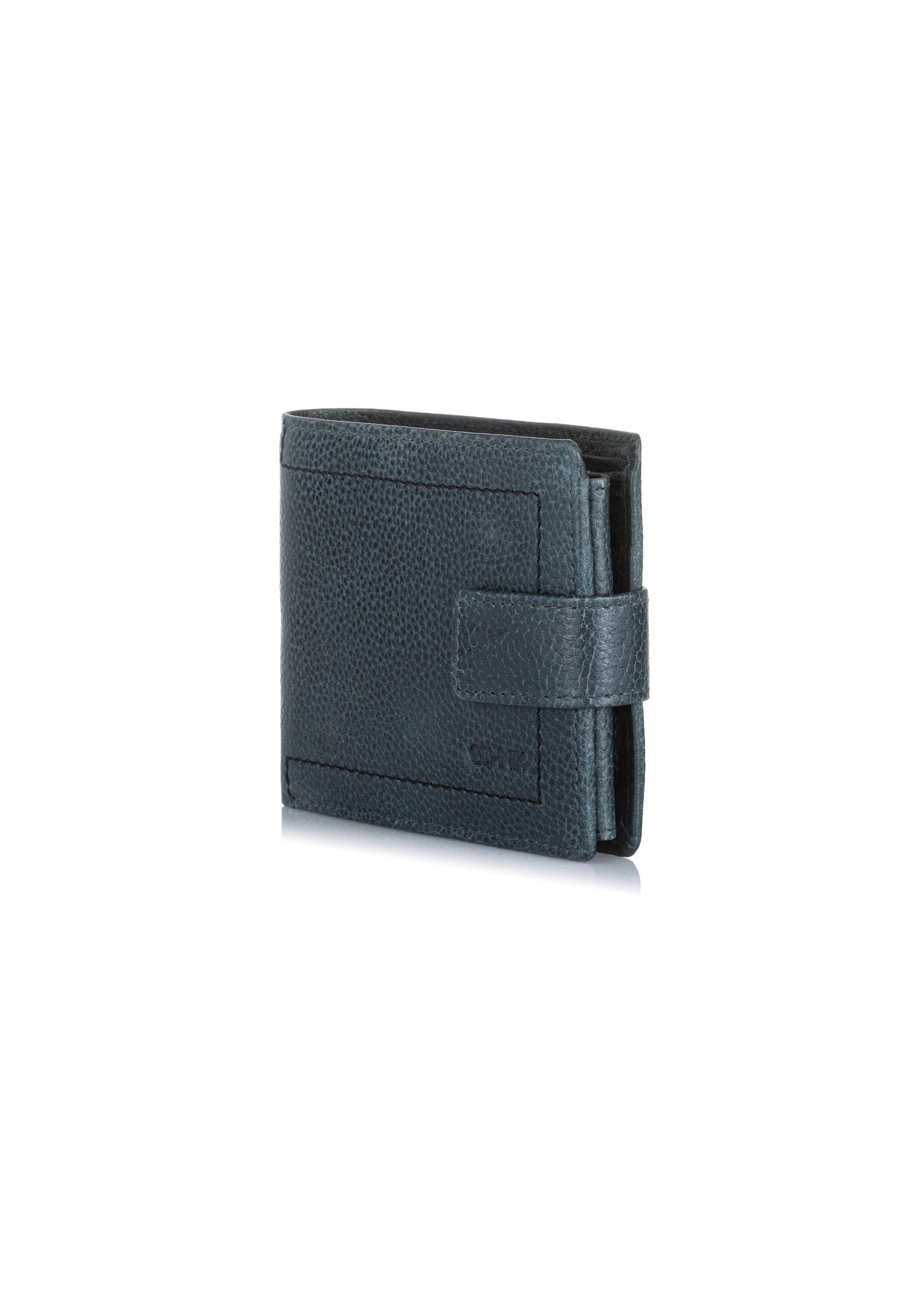 Men's navy blue leather wallet PORMS-0518-69(W23)-02