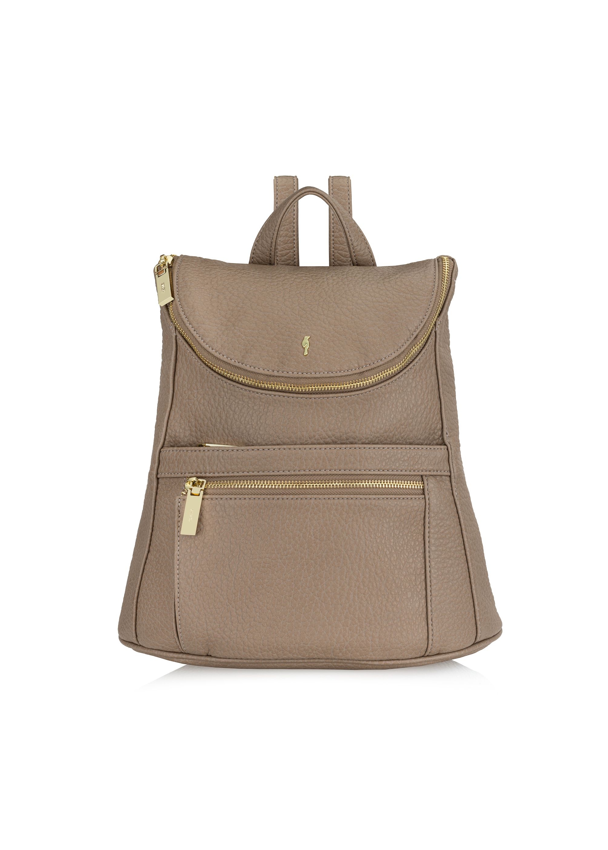 Beige women's backpack made of imitation leather TOREC-0846A-81(Z24)-01