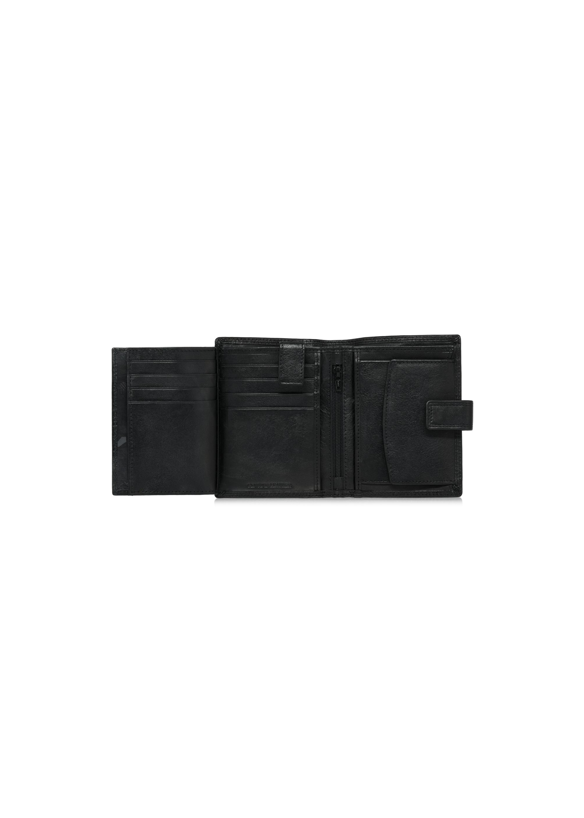 Men's black leather clasp wallet PORMS-0605-99(W24)-05