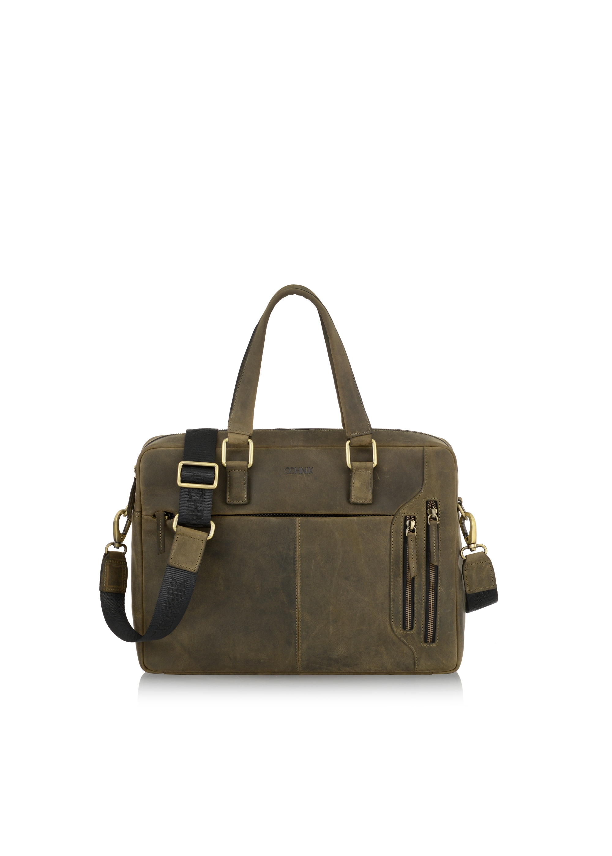 Men's khaki leather bag TORMS-0321-51(W23)-01