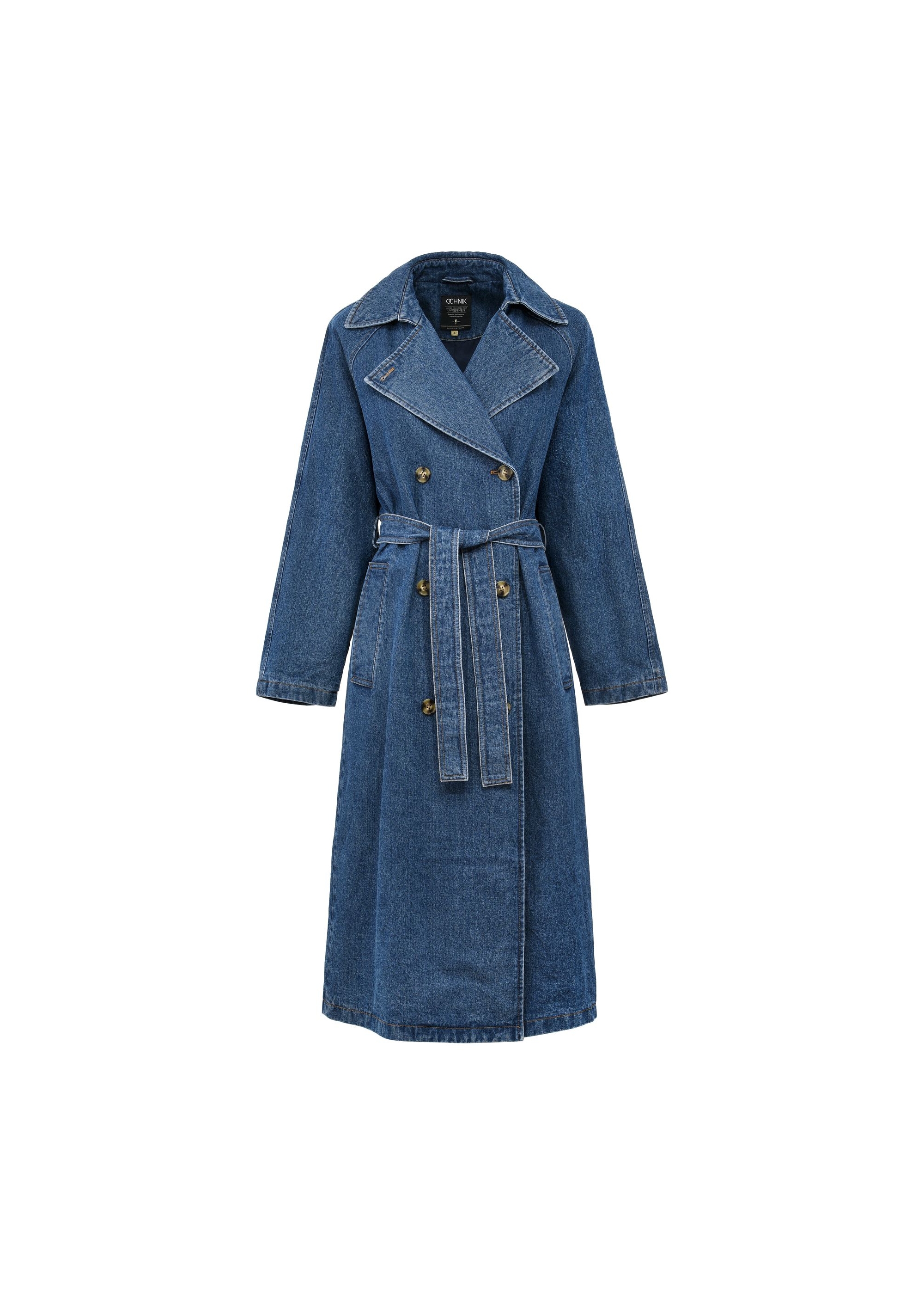 Women's denim jacket in the form of a coat KURDT-0566-69(W25)-06