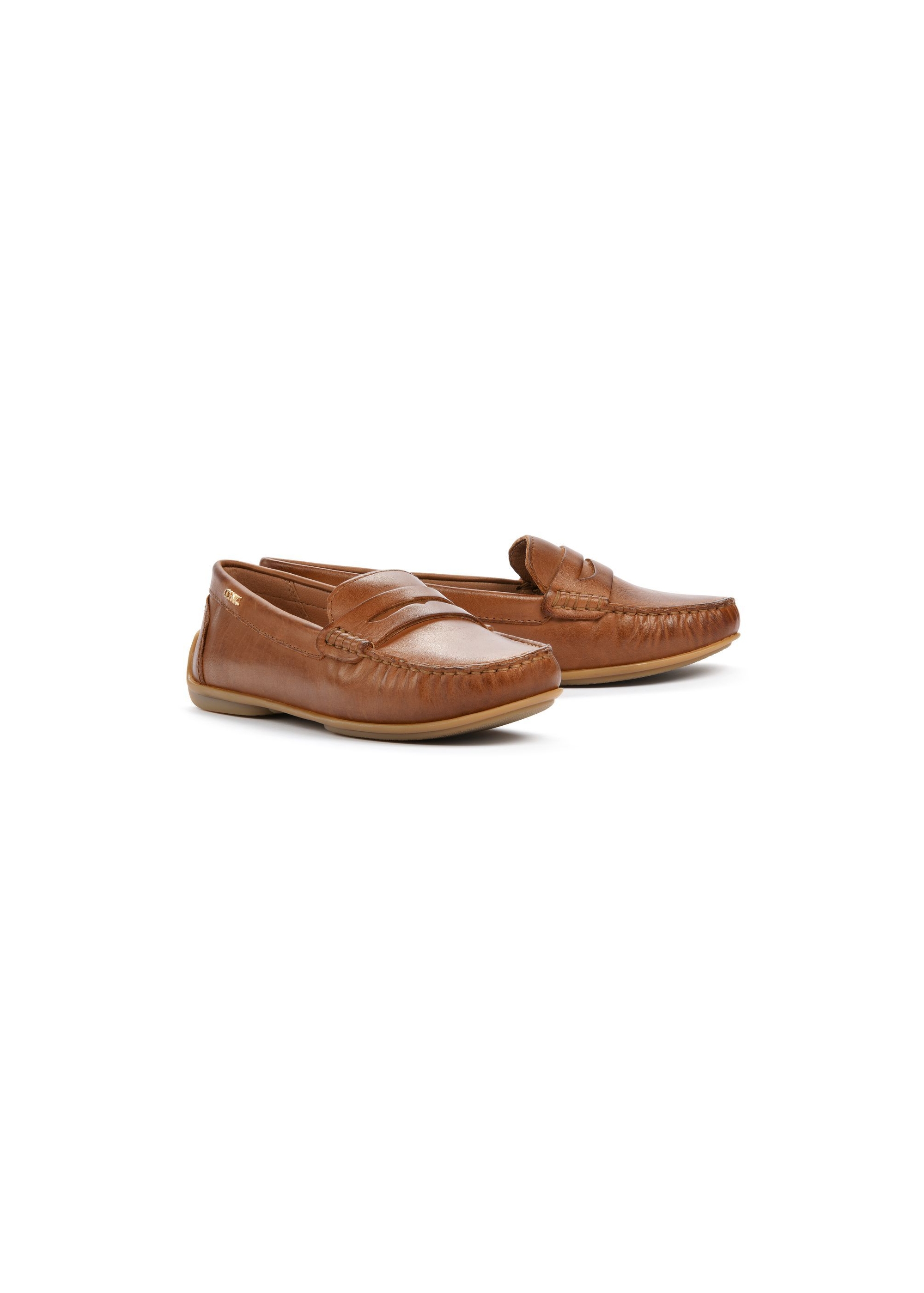 Brown leather women's loafers BUTYD-1054A-24(W25)-02