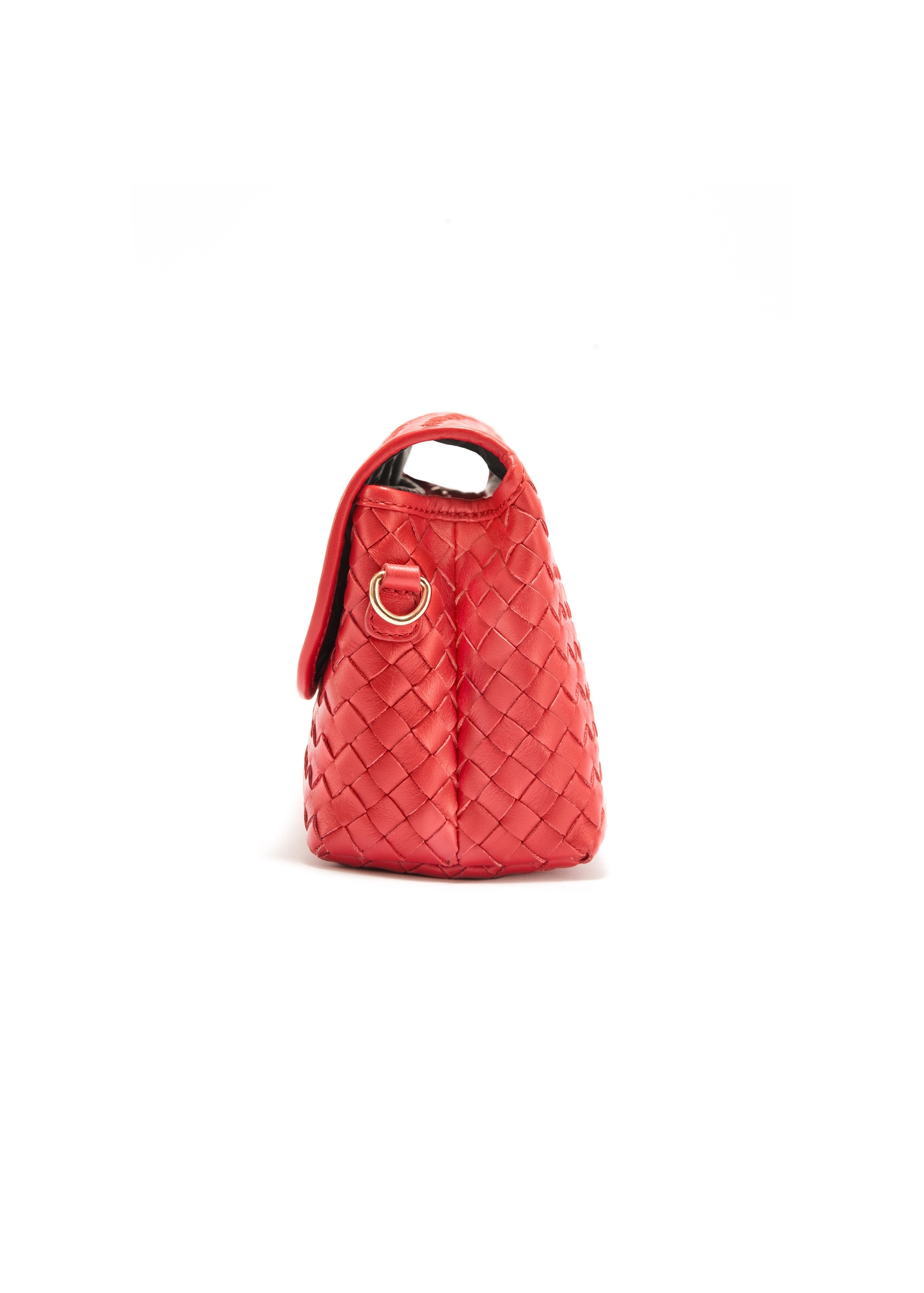 Red small woven leather handbag TORES-1108-42(W25)-03