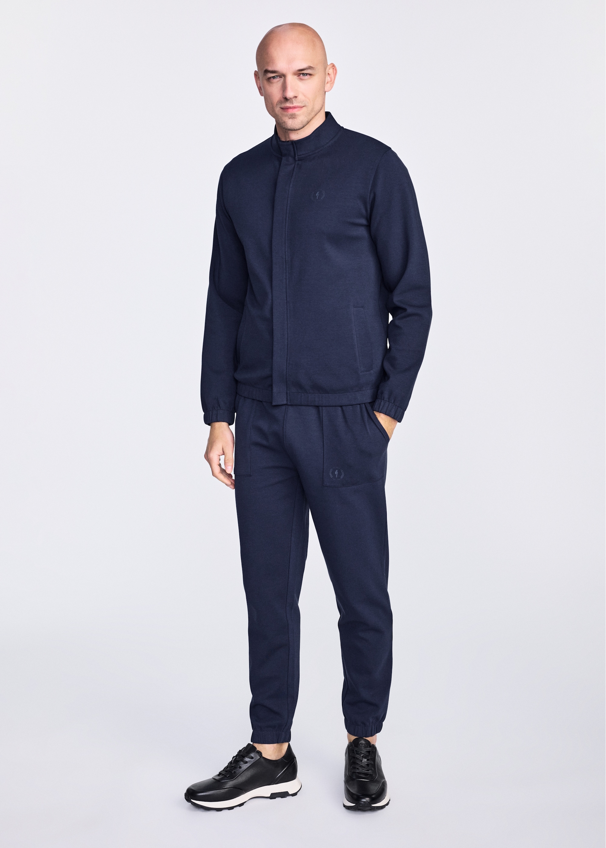 Navy blue men's zip-up sweatshirt BLZMT-0072-69(W25)-02