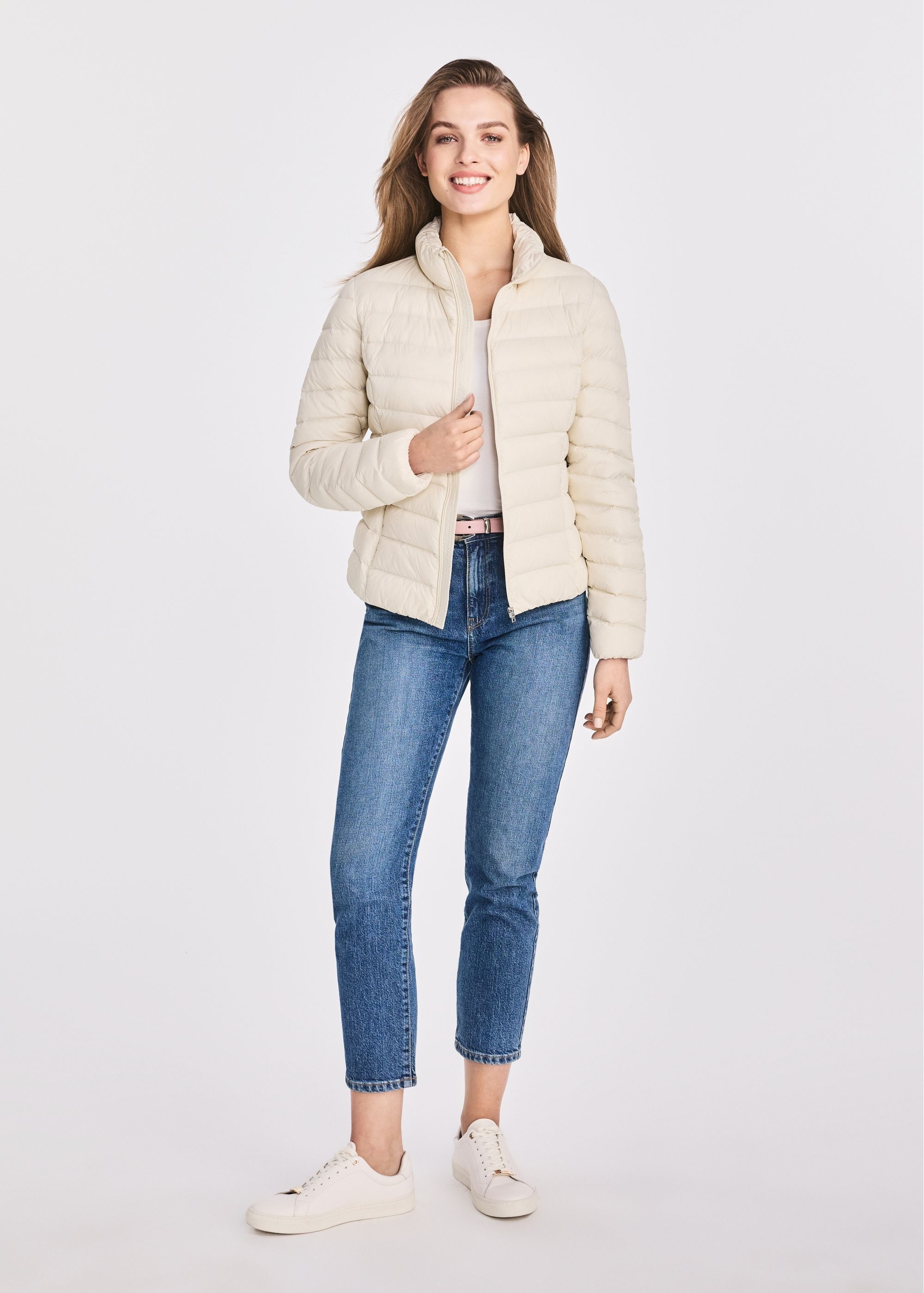 Beige quilted women's jacket KURDT-0573-81(W25)-02