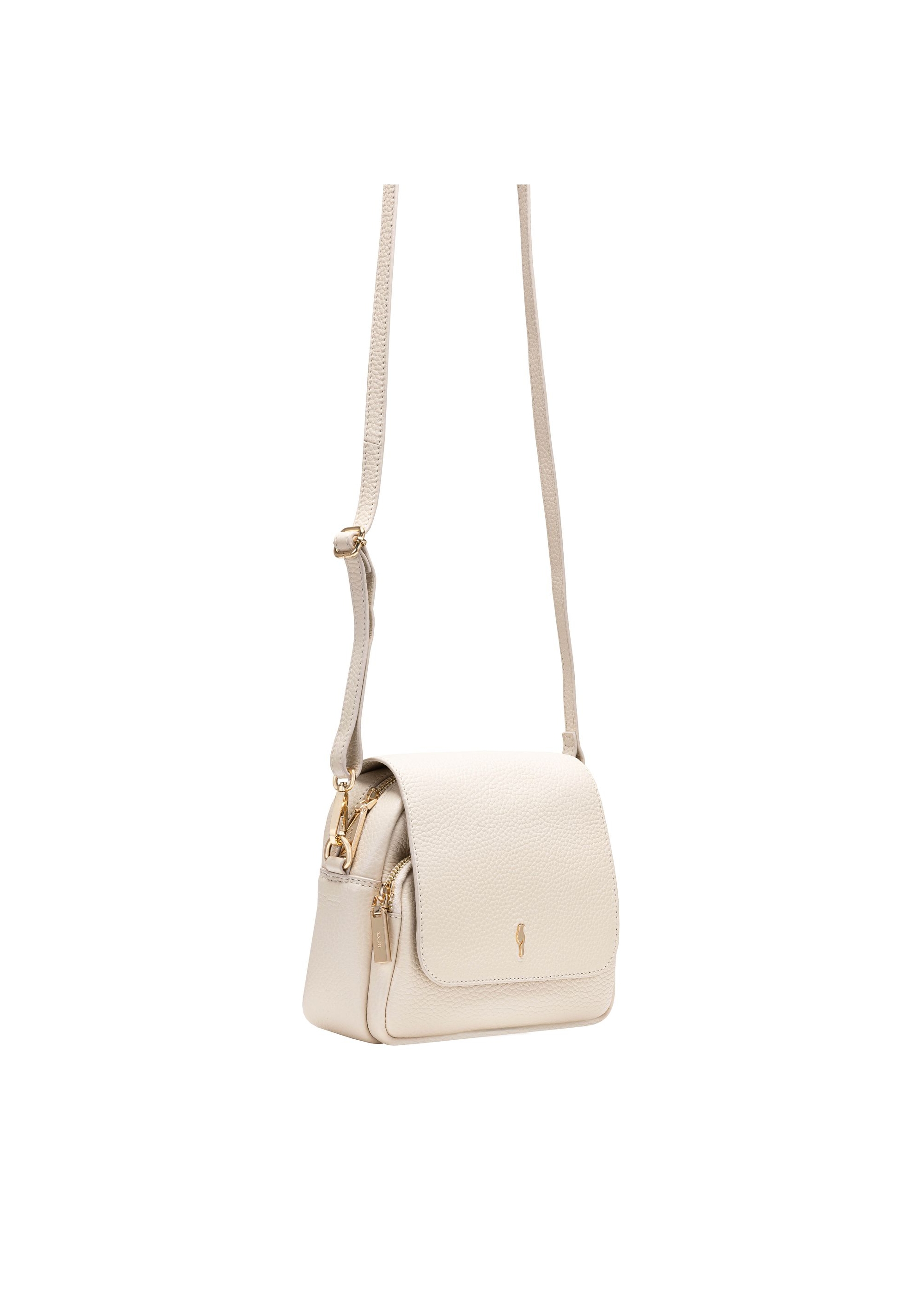 Cream leather women's messenger bag TORES-0958C-12(W25)-07