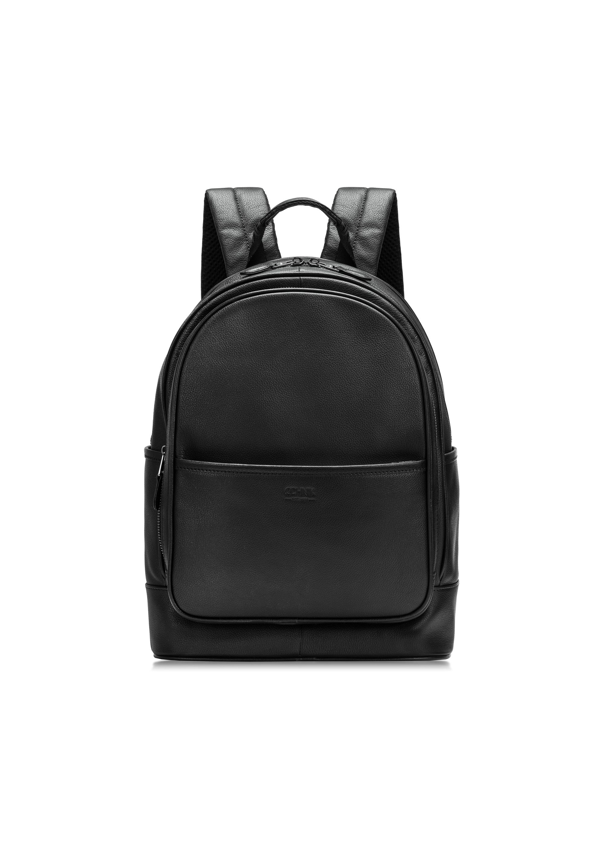 Black Leather Men's Backpack PLCMS-0017R-99(W25)-01