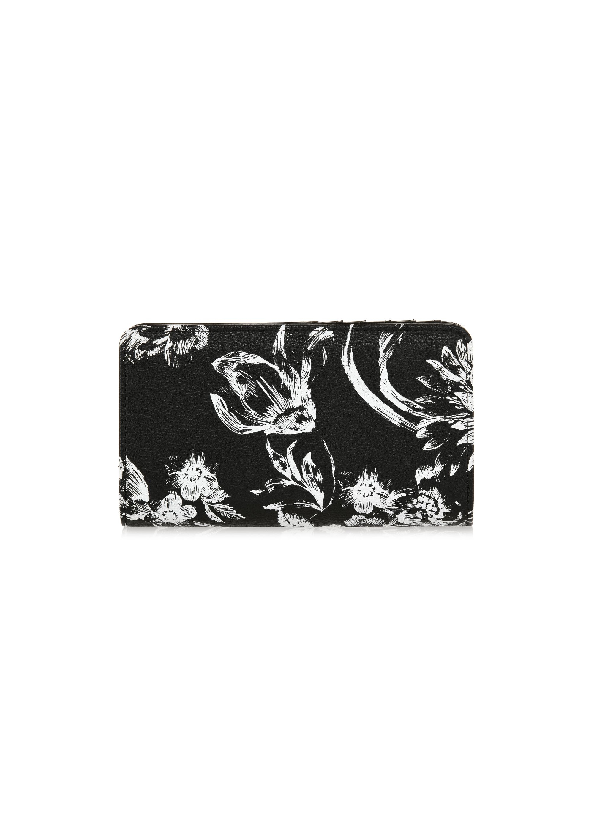 Black women's wallet with a floral pattern POREC-0392-99(Z24)-03