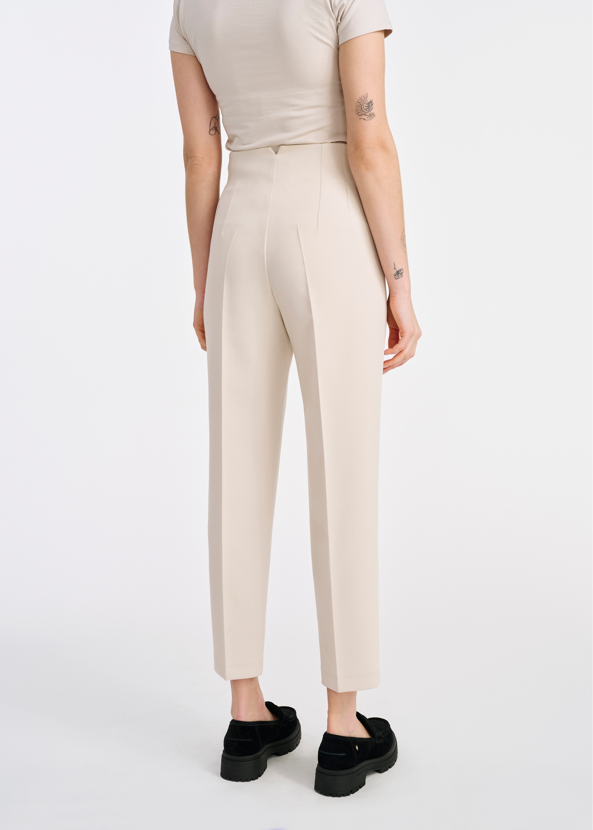 Beige elegant women's trousers SPODT-0109-80(W25)-04