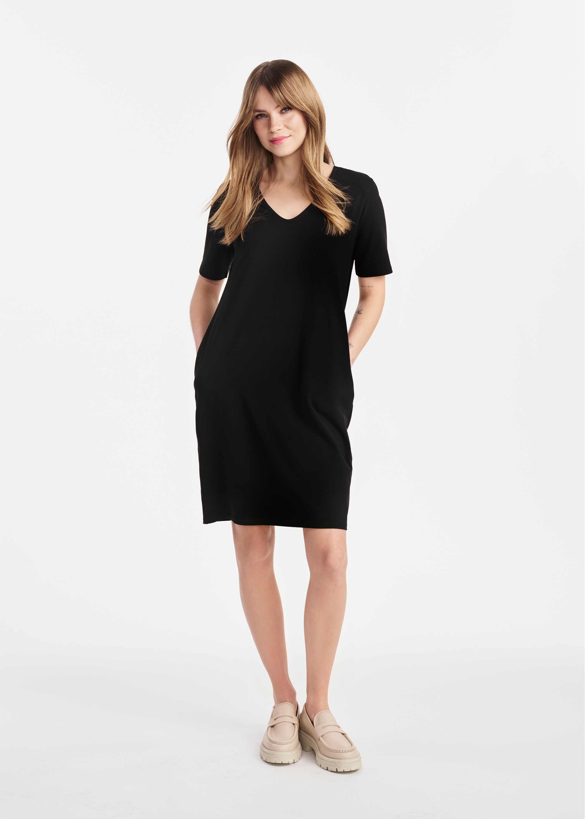 Short cotton black dress SUKDT-0185-99(W25)-02