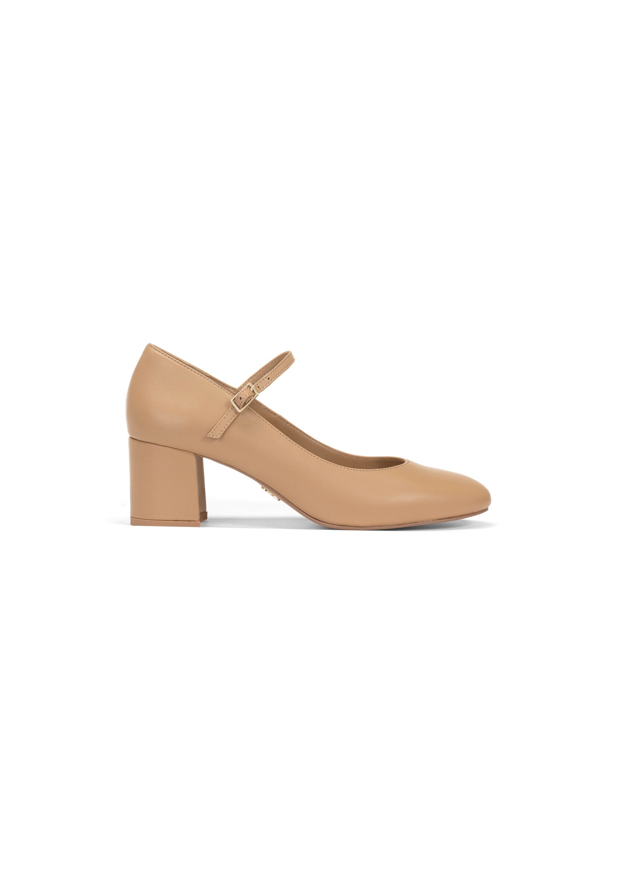 Beige leather pumps with strap BUTYD-1171-81(W25)