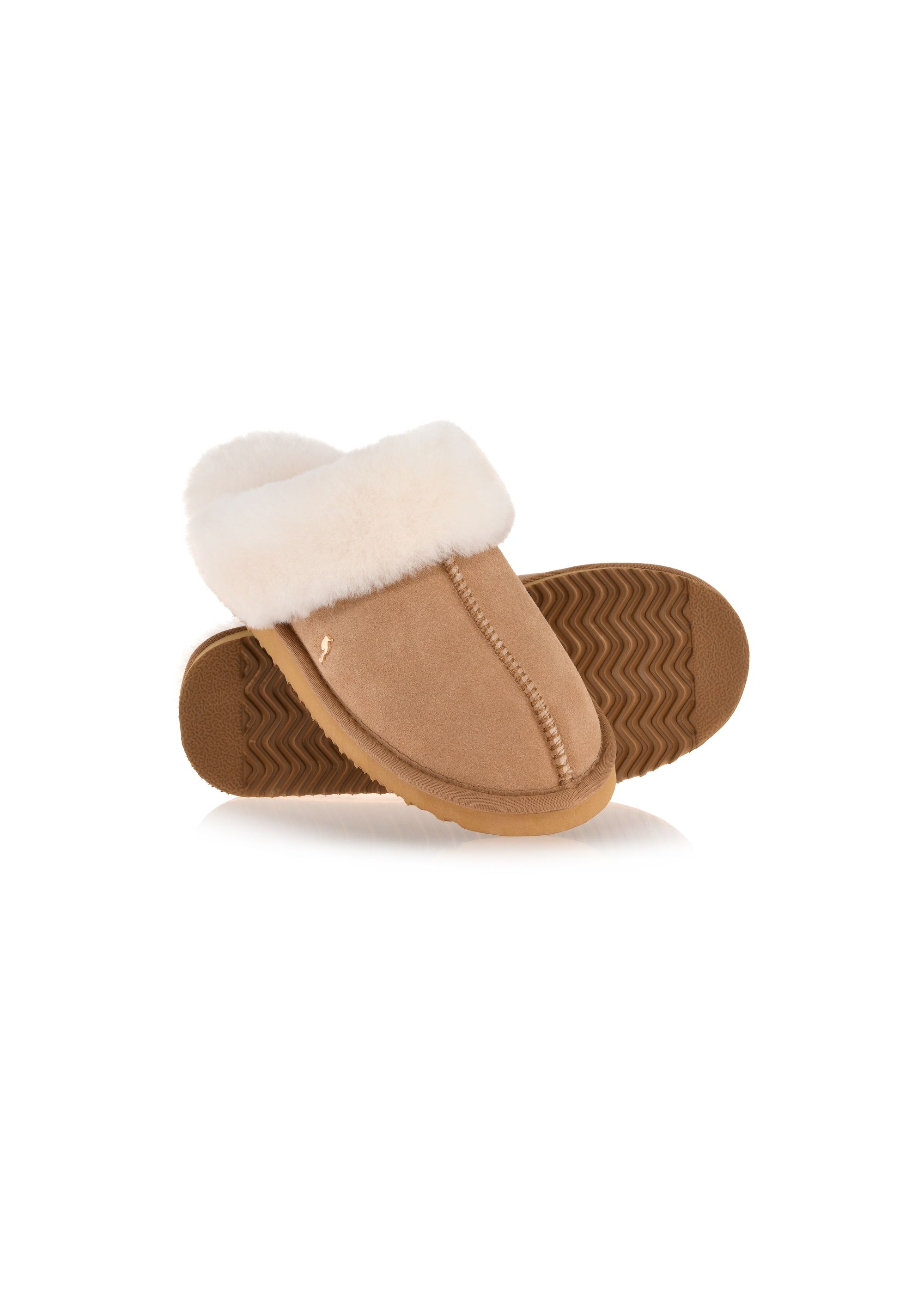 Beige slip-on slippers in snow boot style BUTYD-1137-82(Z24)-07