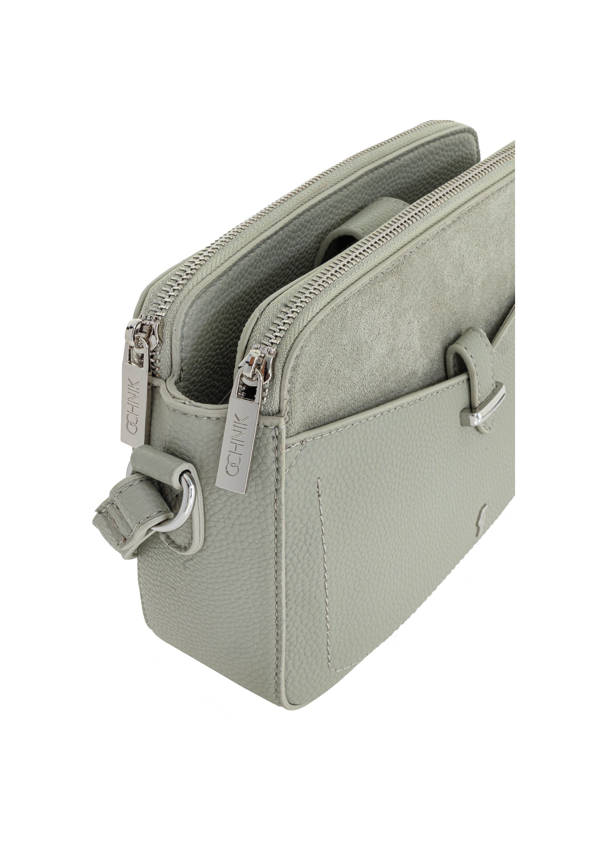 Light green three-compartment women's handbag TOREC-0830A-52(W25)-06