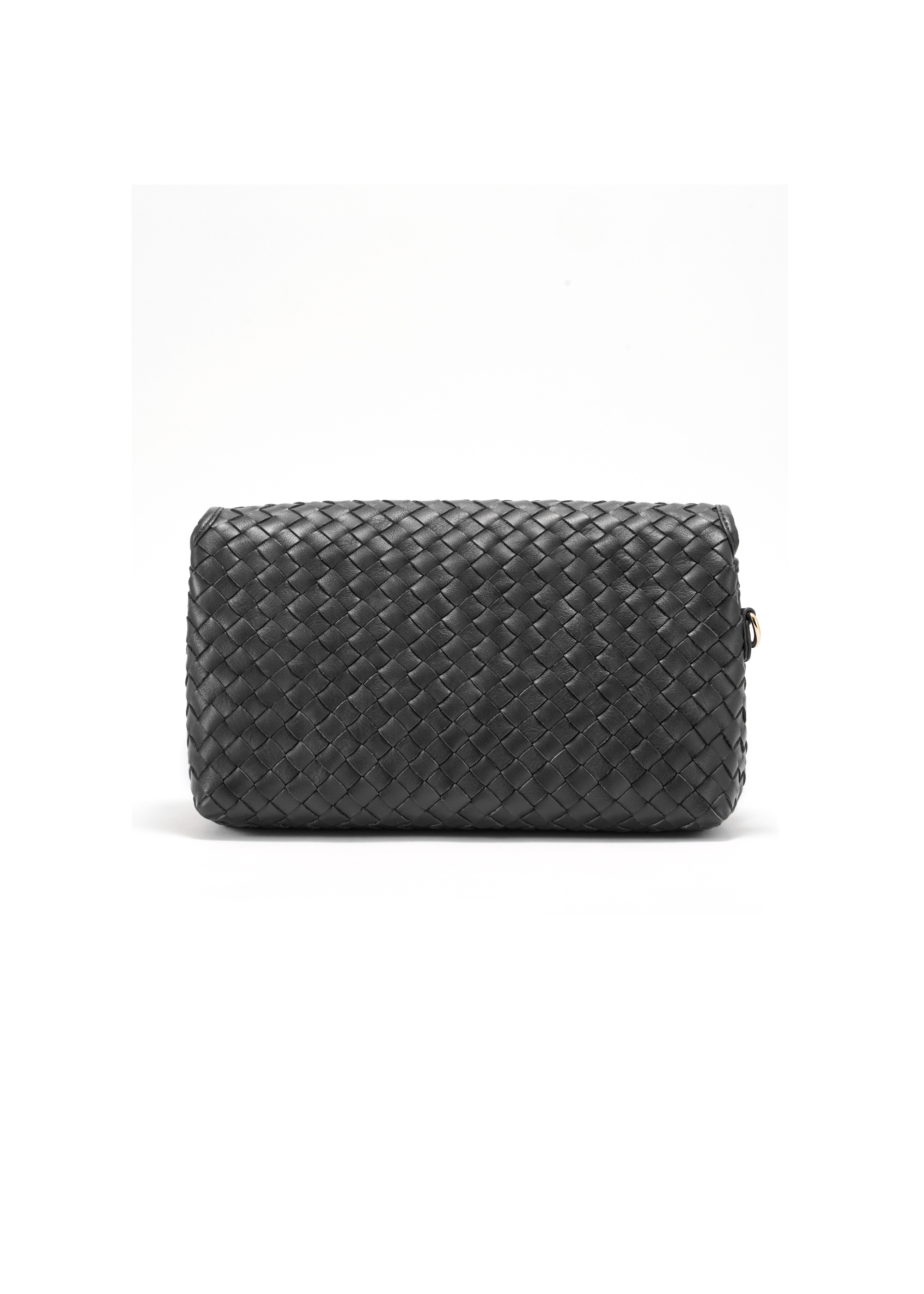 Black small woven leather handbag TORES-1108-99(W25)-04