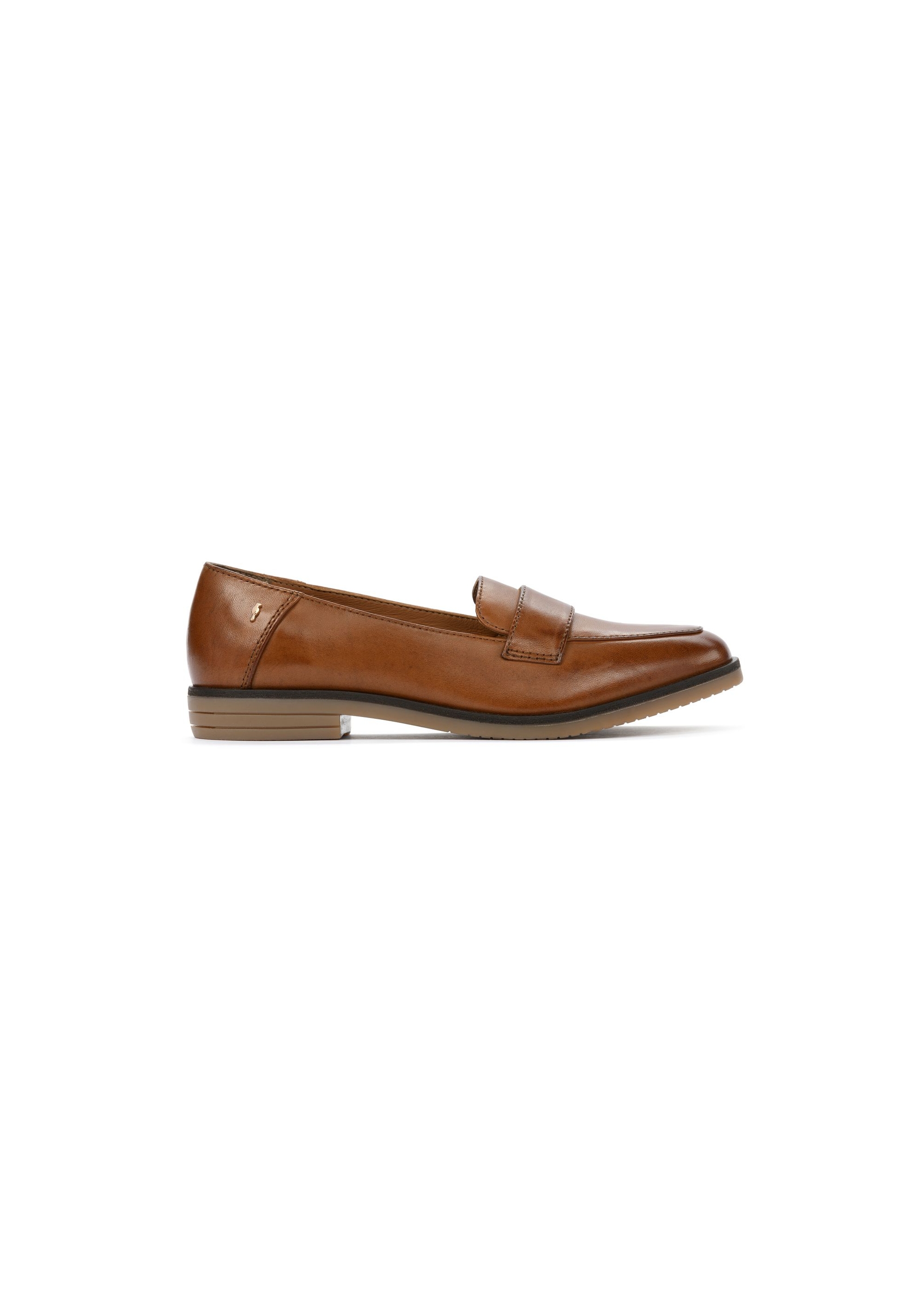 Women's leather loafers in camel color BUTYD-1067-24(W25)-01