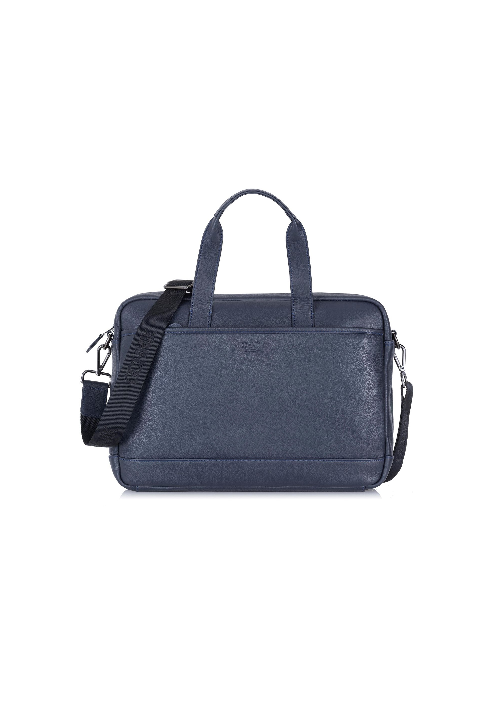 Capacious navy blue leather men's bag TORMS-0015A-69(W24)-01