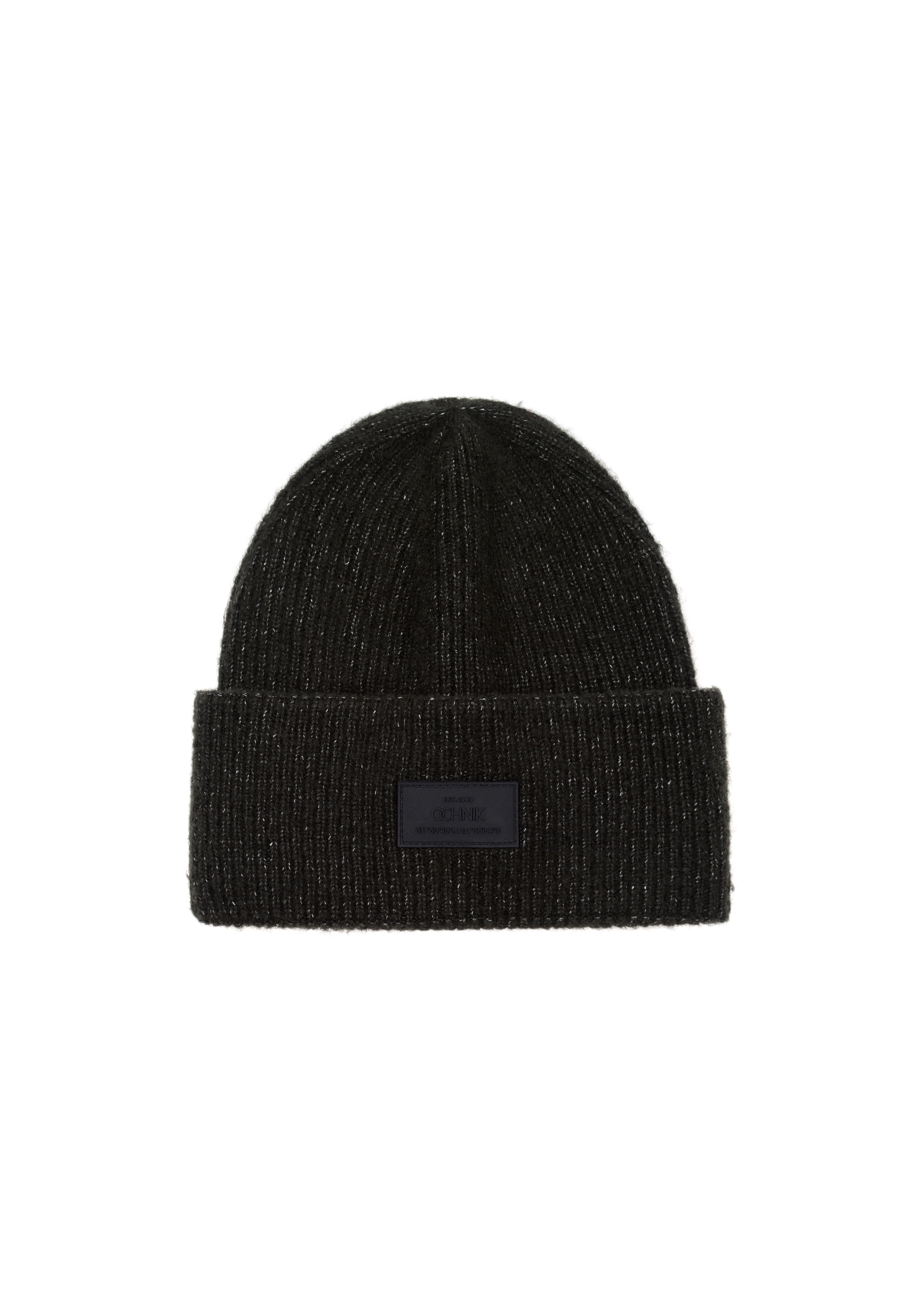 Classic black men's winter cap CZAMT-0070-99(Z24)-02