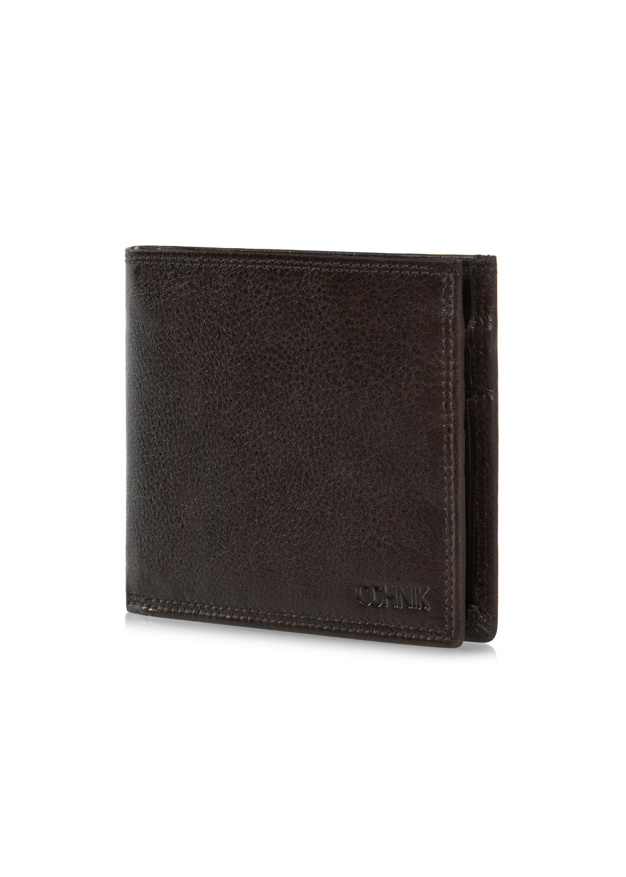 Unbuttoned brown leather men's wallet PORMS-0551-89(W24)-03