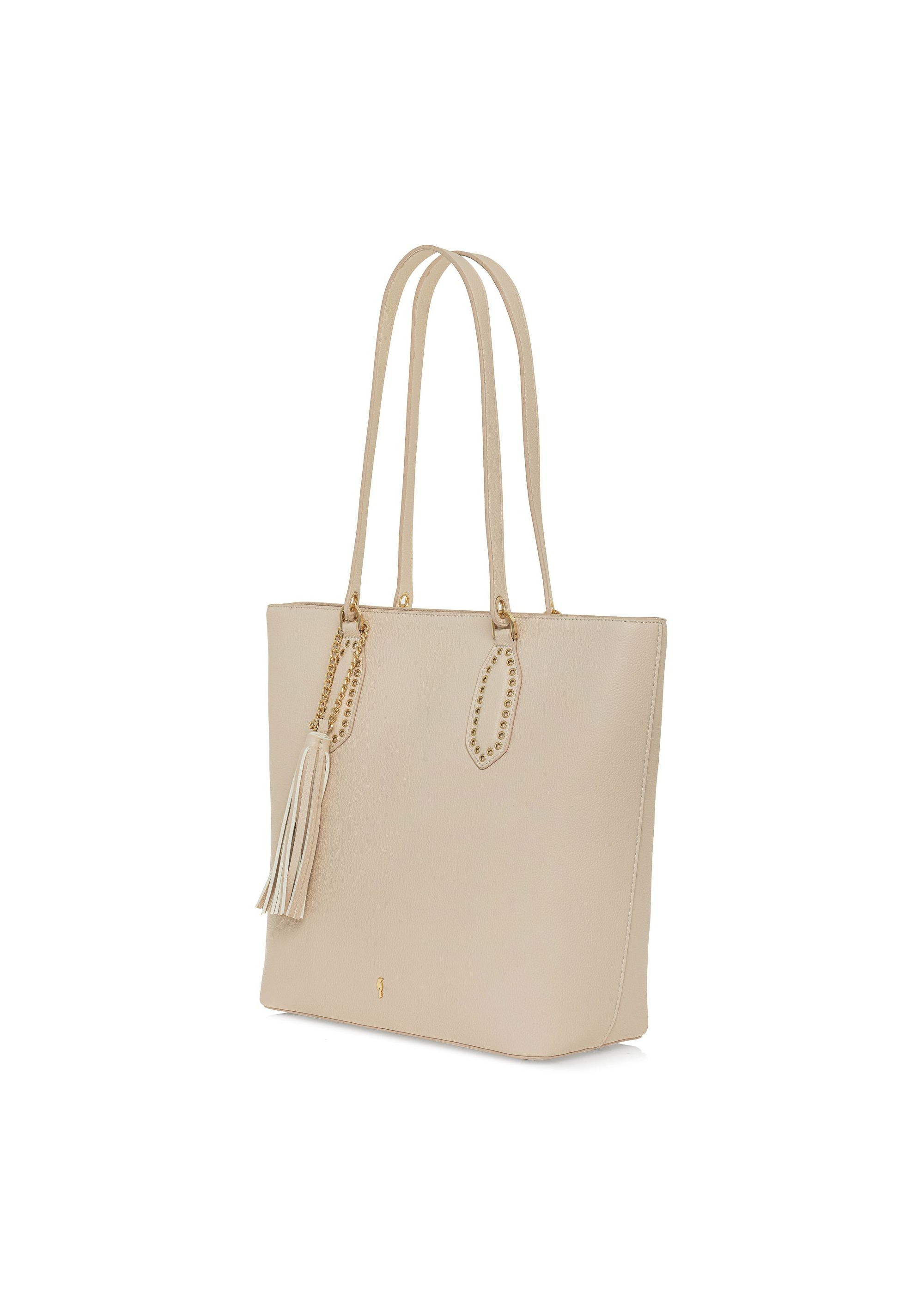 Cream women's shopper bag TOREC-0905A-12(W25)-02