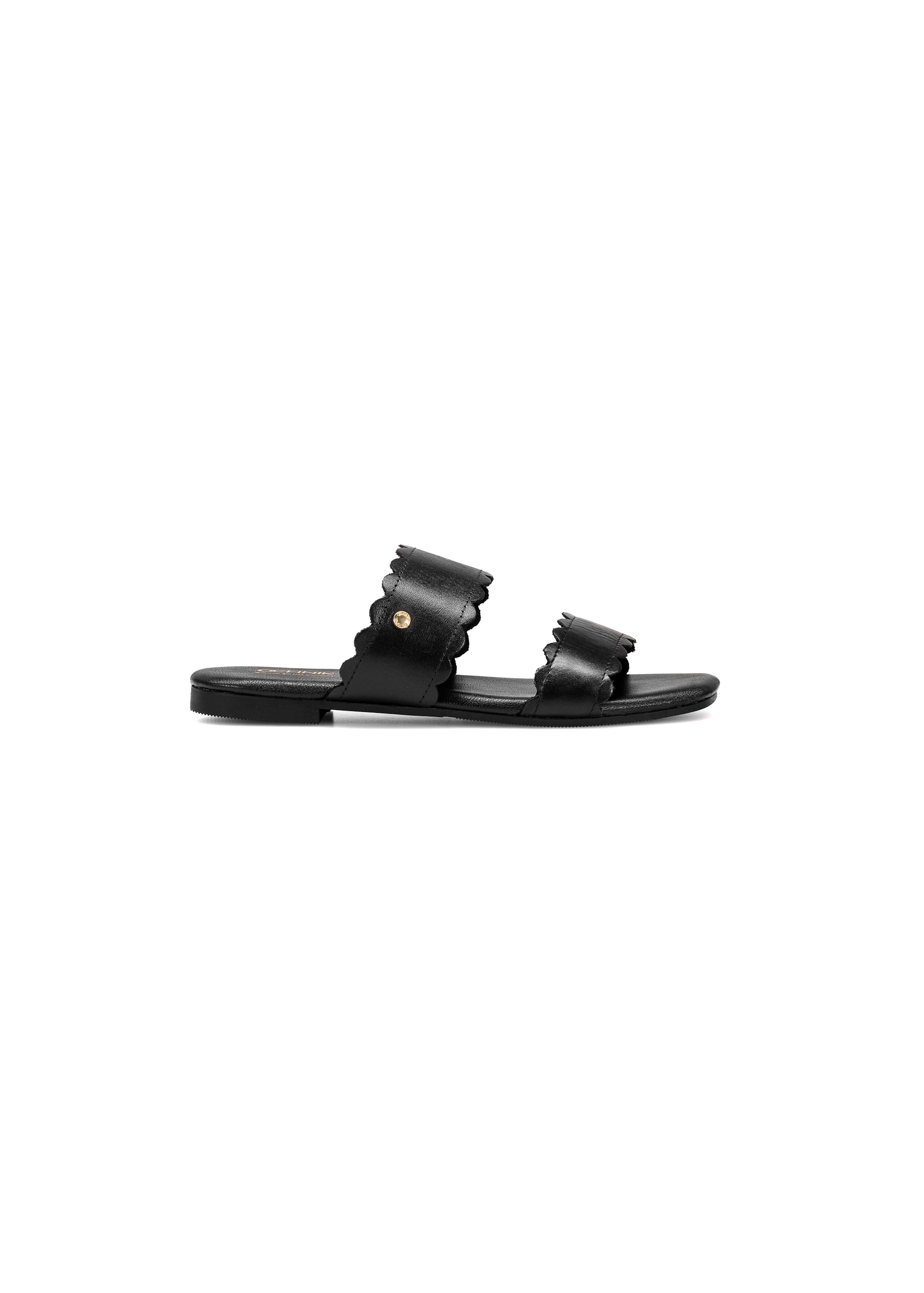 Black leather women's flip-flops BUTYD-1150-99(W25)-01