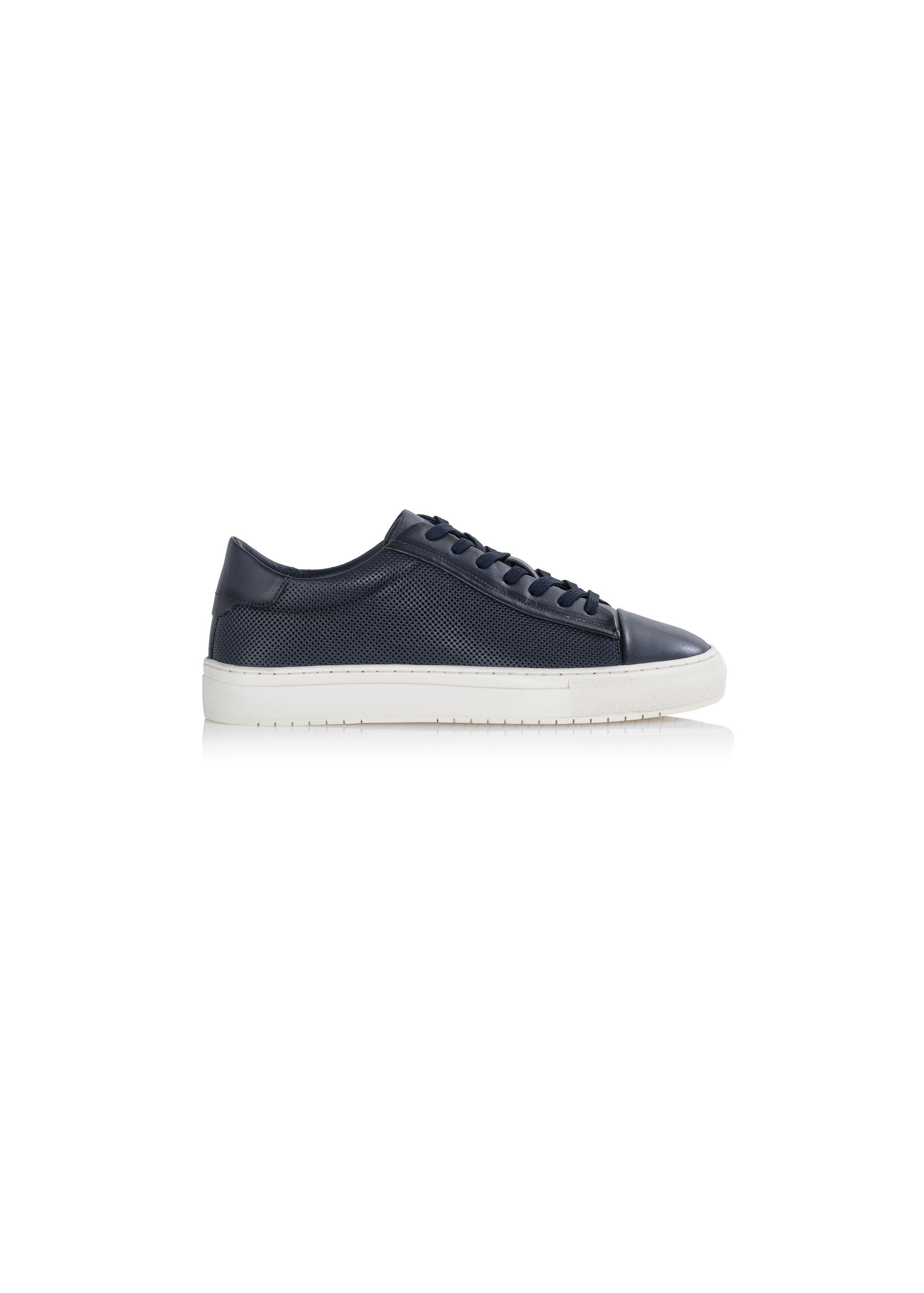 Men's navy blue leather sneakers BUTYM-0458-69(W24)-01