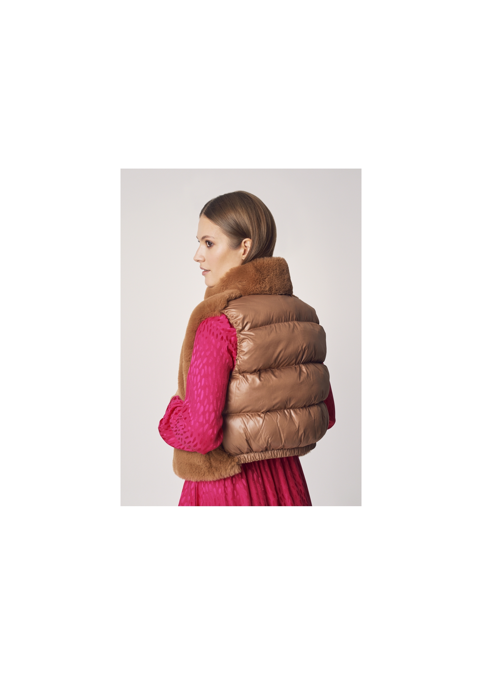 Women's caramel quilted vest KAMDP-0001-24(Z21)-03