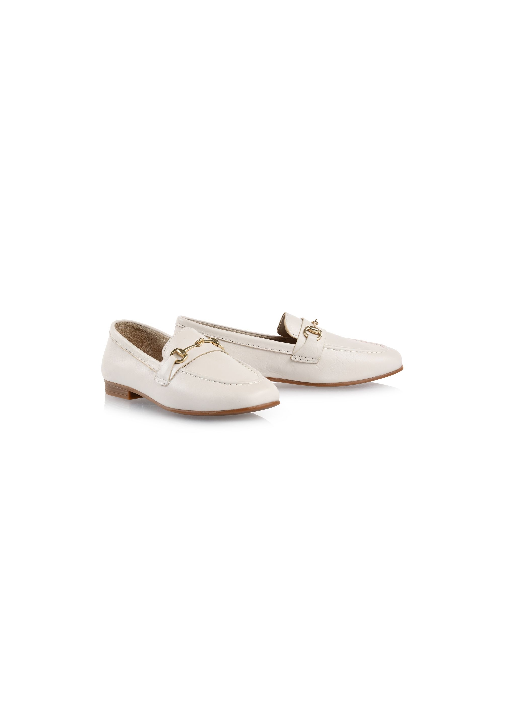 Beige leather women's moccasins with buckle BUTYD-1075-12(W25)