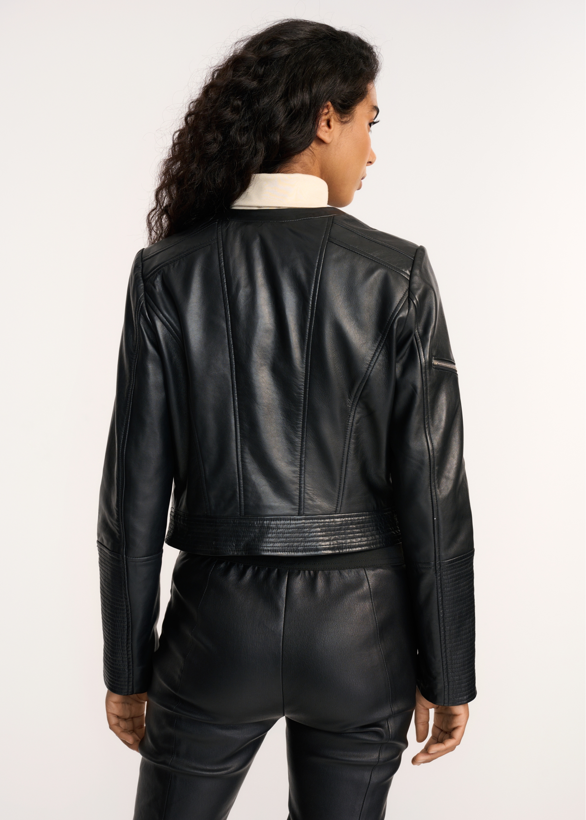 Women's leather transitional jacket KURDS-0293-1110(Z22)-02