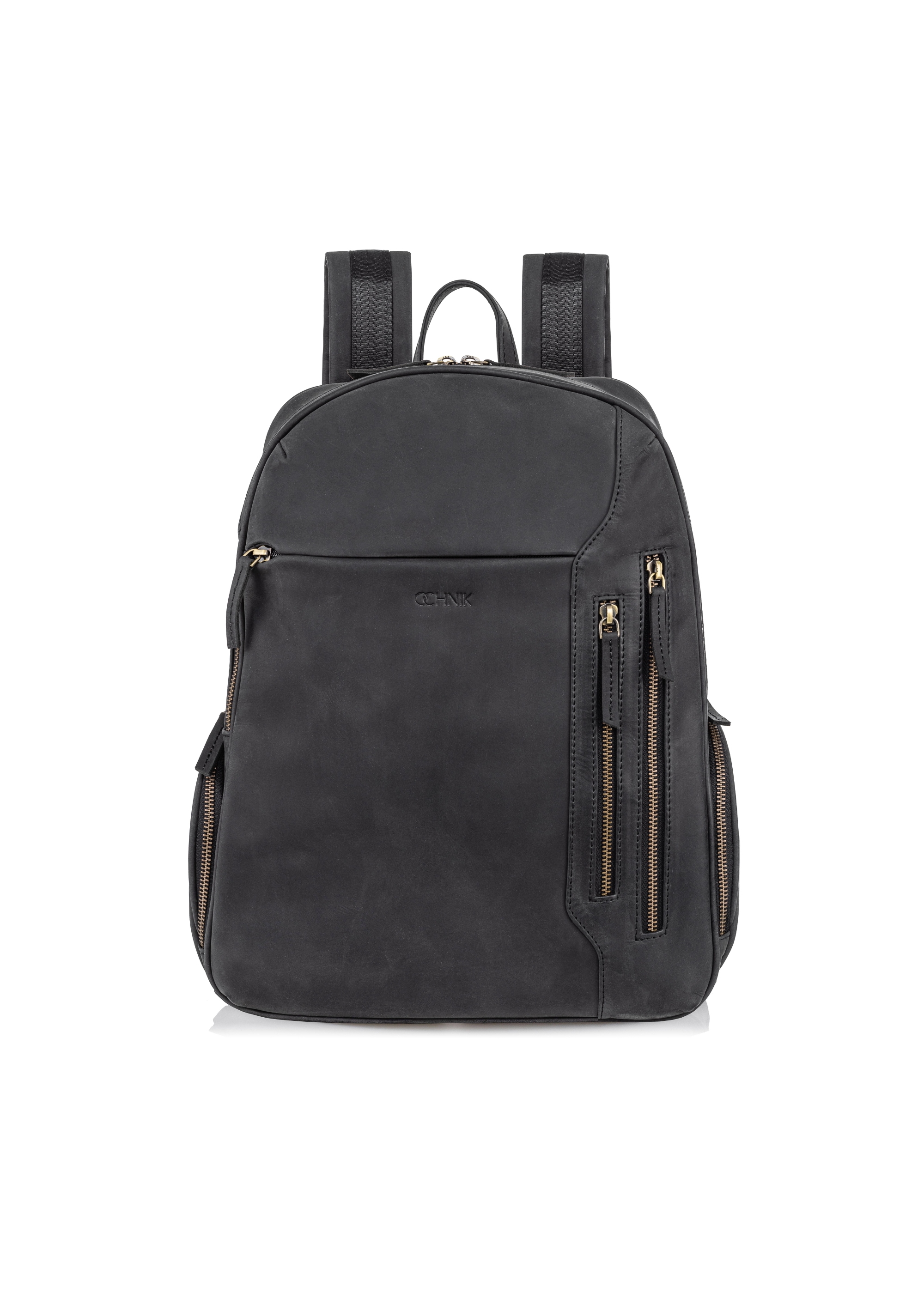 Black leather men's backpack TORMS-0300-99(W23)-01