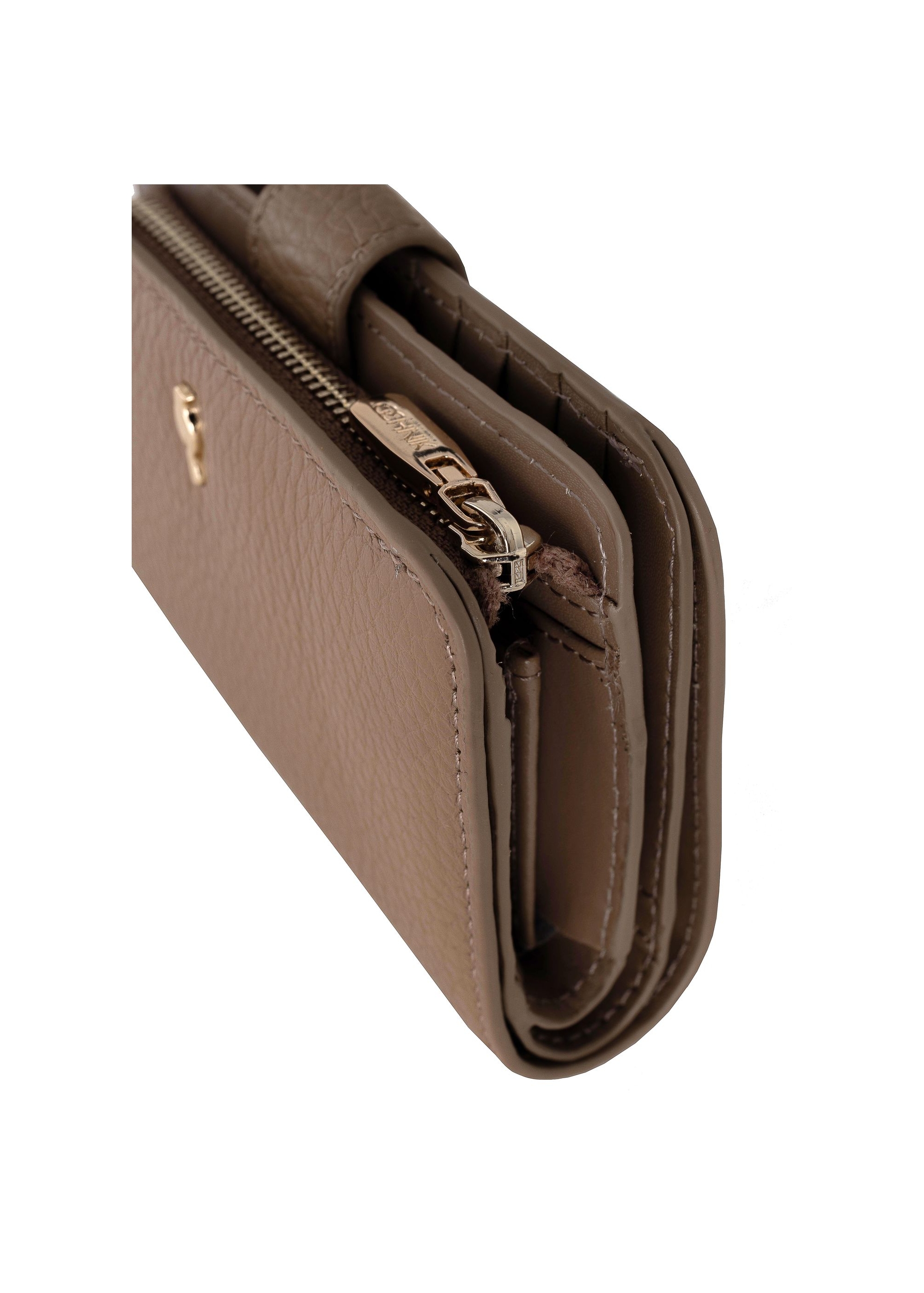 Women's beige leather wallet PORES-0896-81(Z23)-06