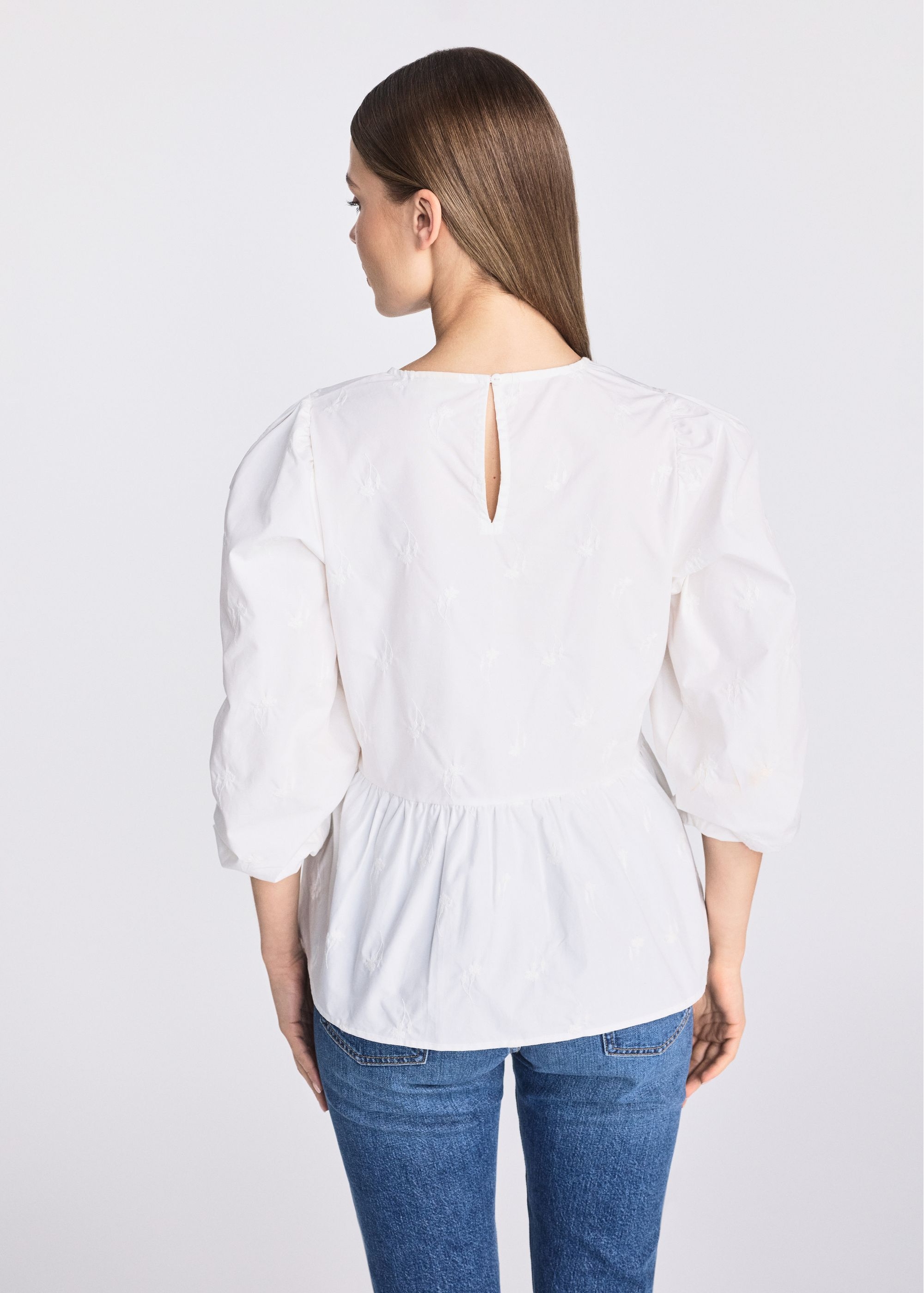 White peplum blouse with embroidery BLUDT-0188-12(W25)-05