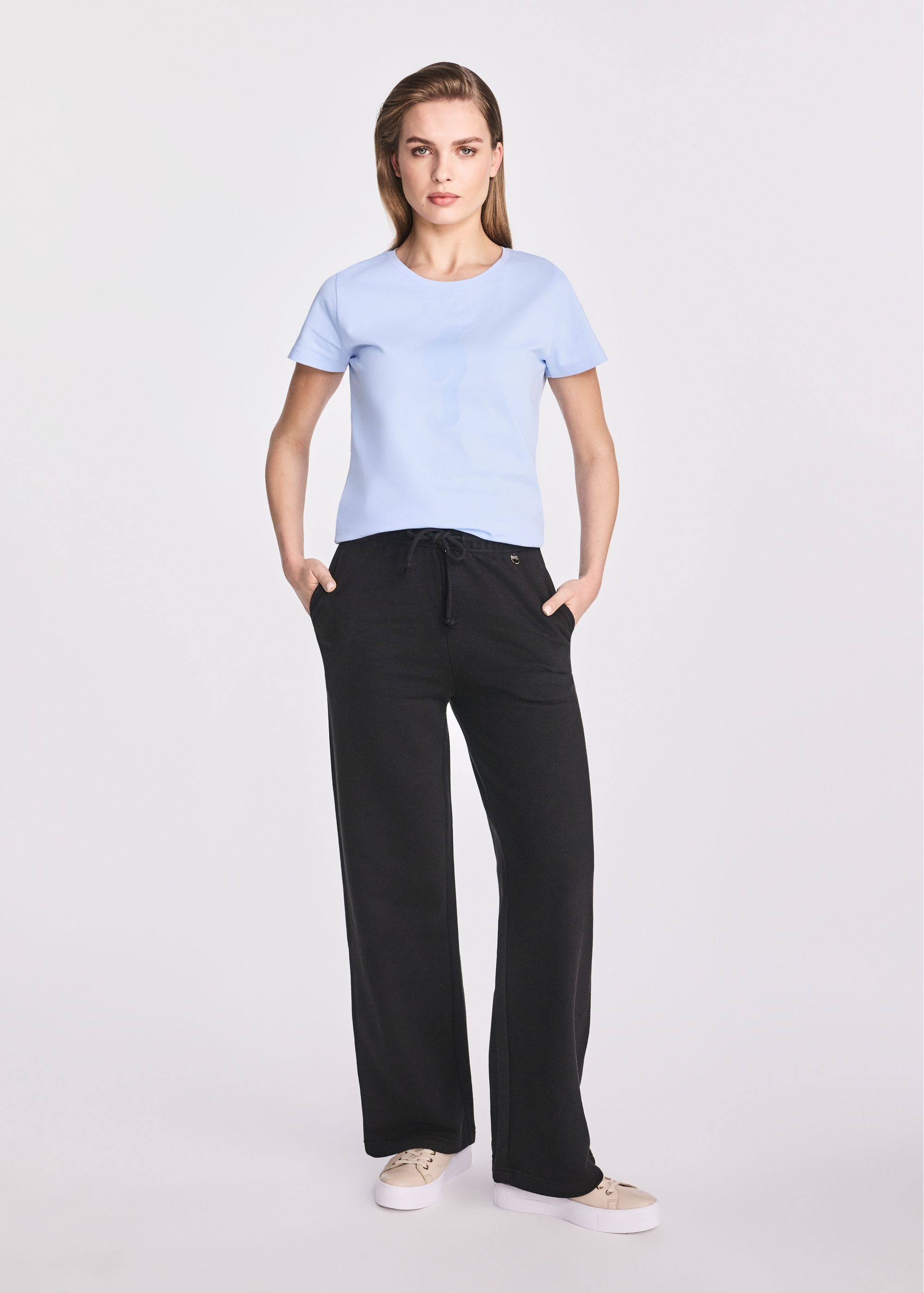 Black wide women's trousers SPODT-0105-99(W25)