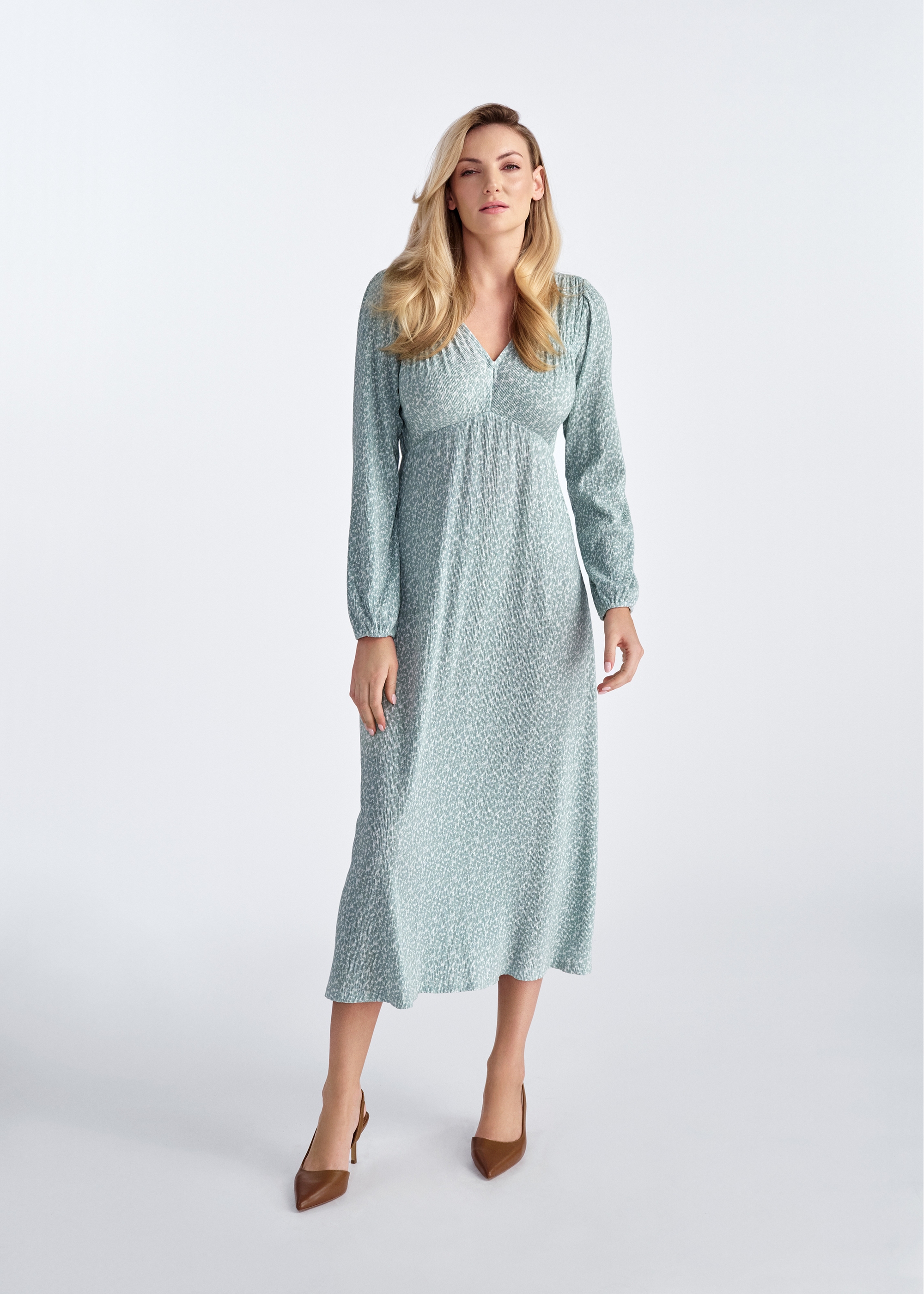 Long mint and white women's dress SUKDT-0234-15(W25)-01