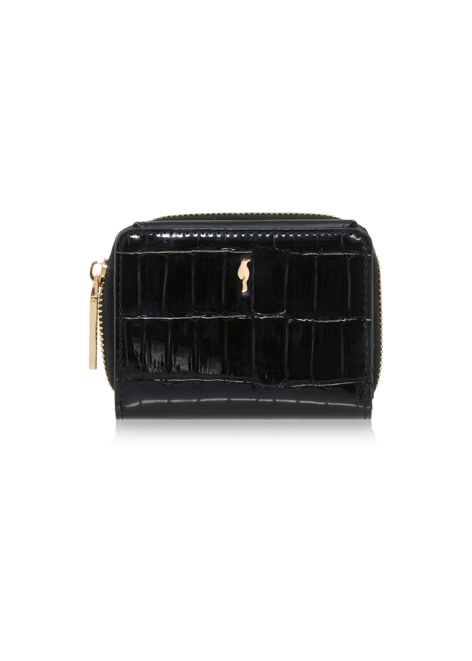 Women's small black croco wallet POREC-0352-97(Z24)-01