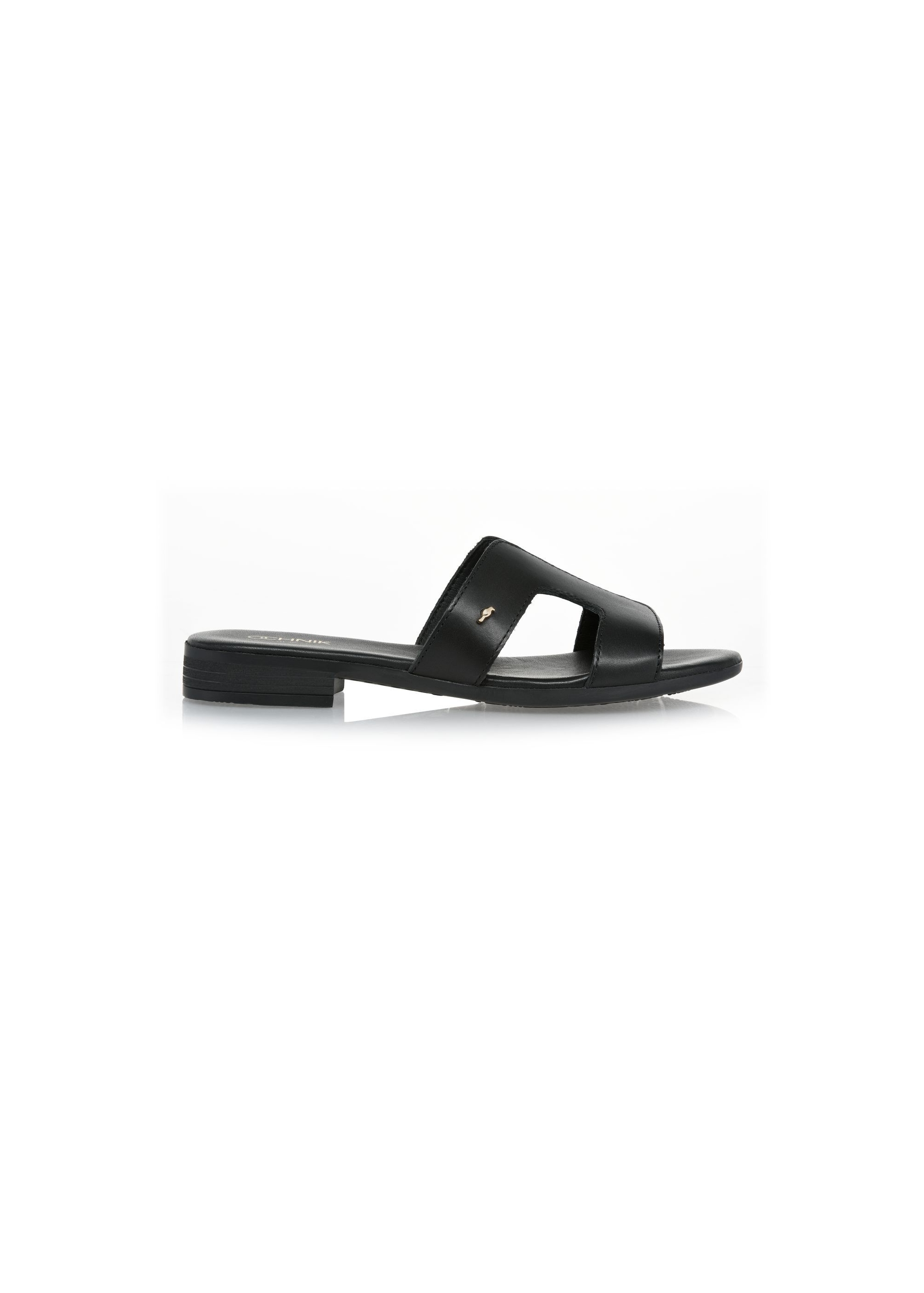 Schwarze Leder-Flip-Flops für Damen BUTYD-1064A-99(W25)-01