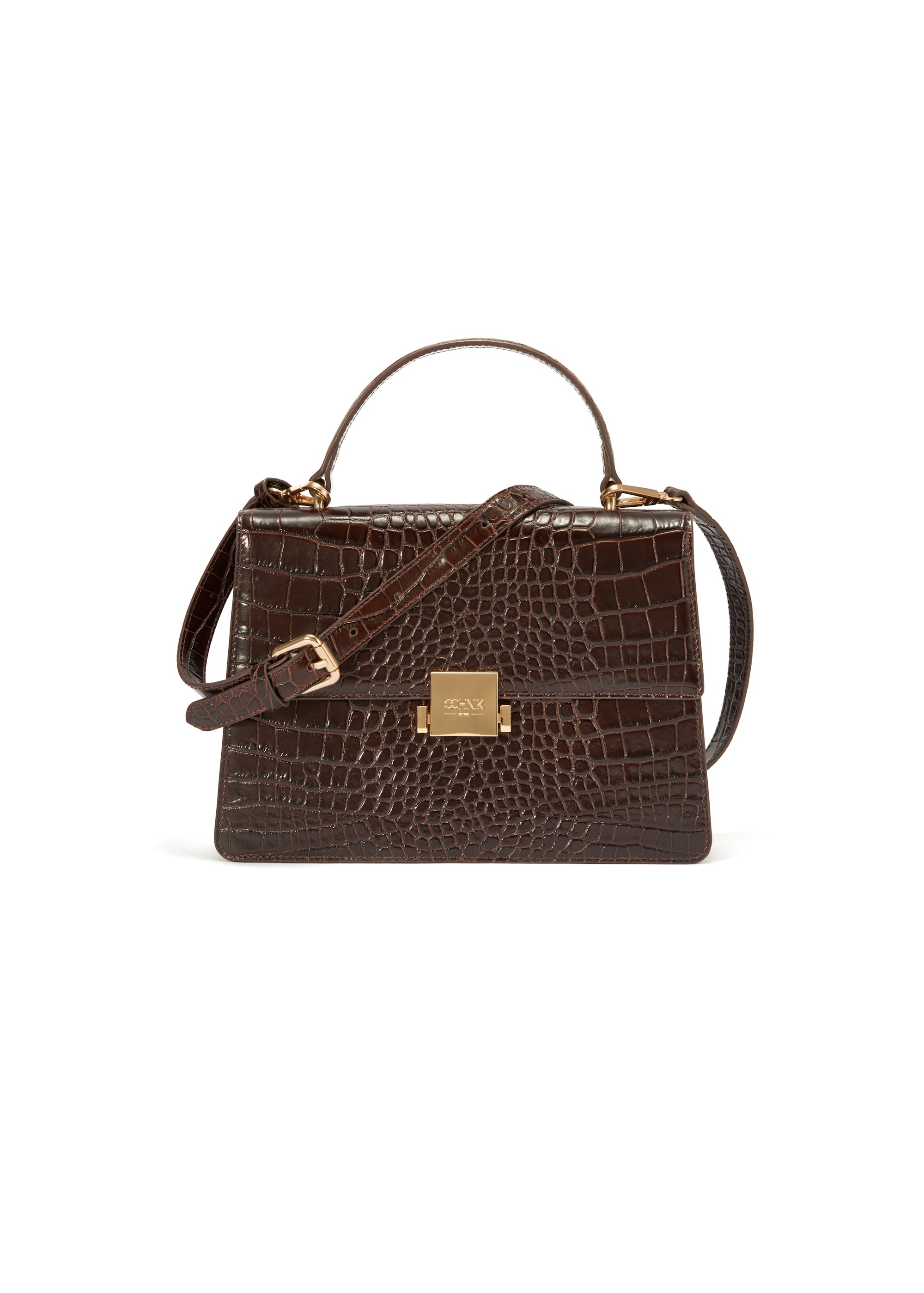 Brown leather croco women's handbag TORES-1118-90(W25)-01