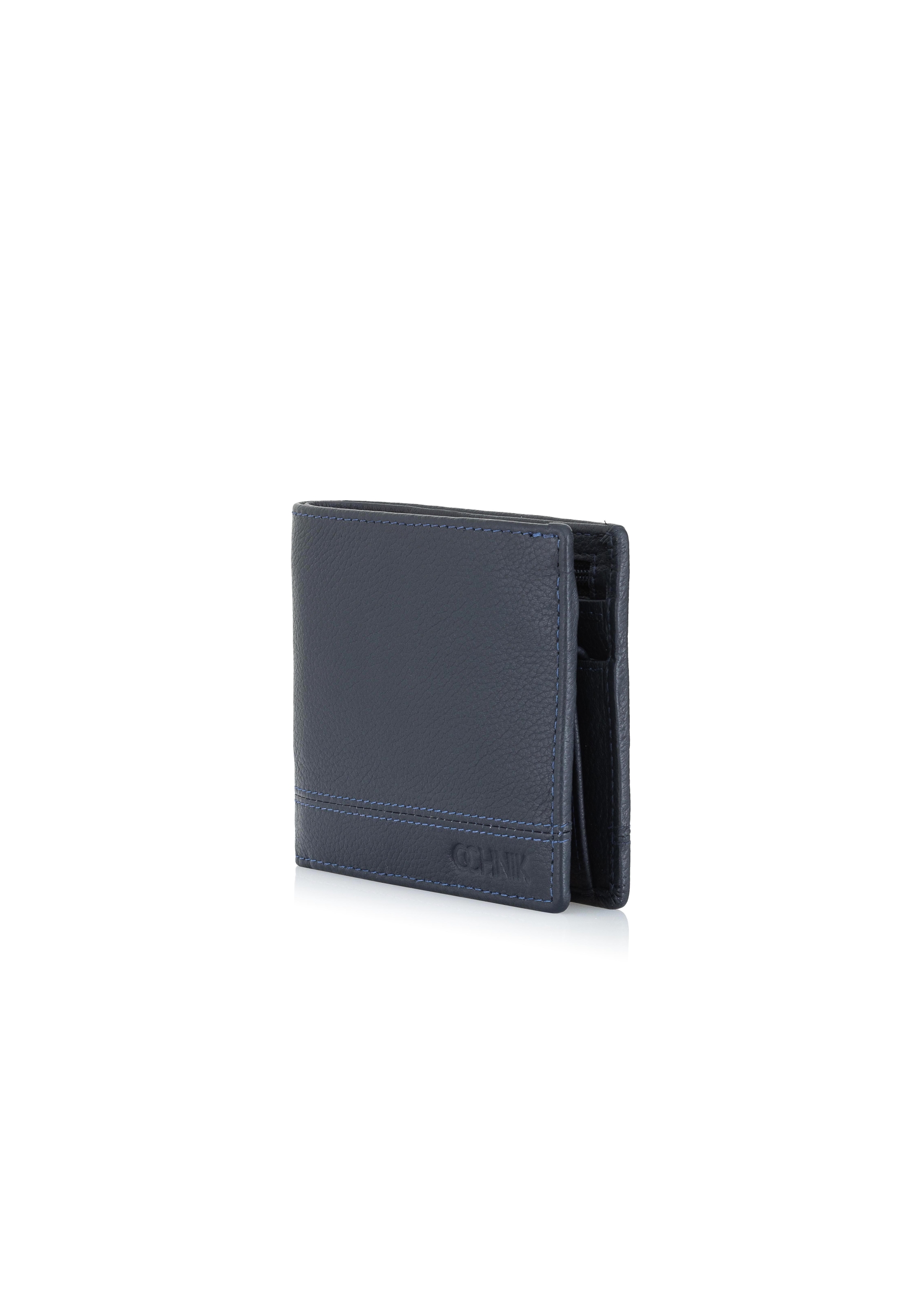 Men's navy blue leather wallet PORMS-0009-69(W24)-04