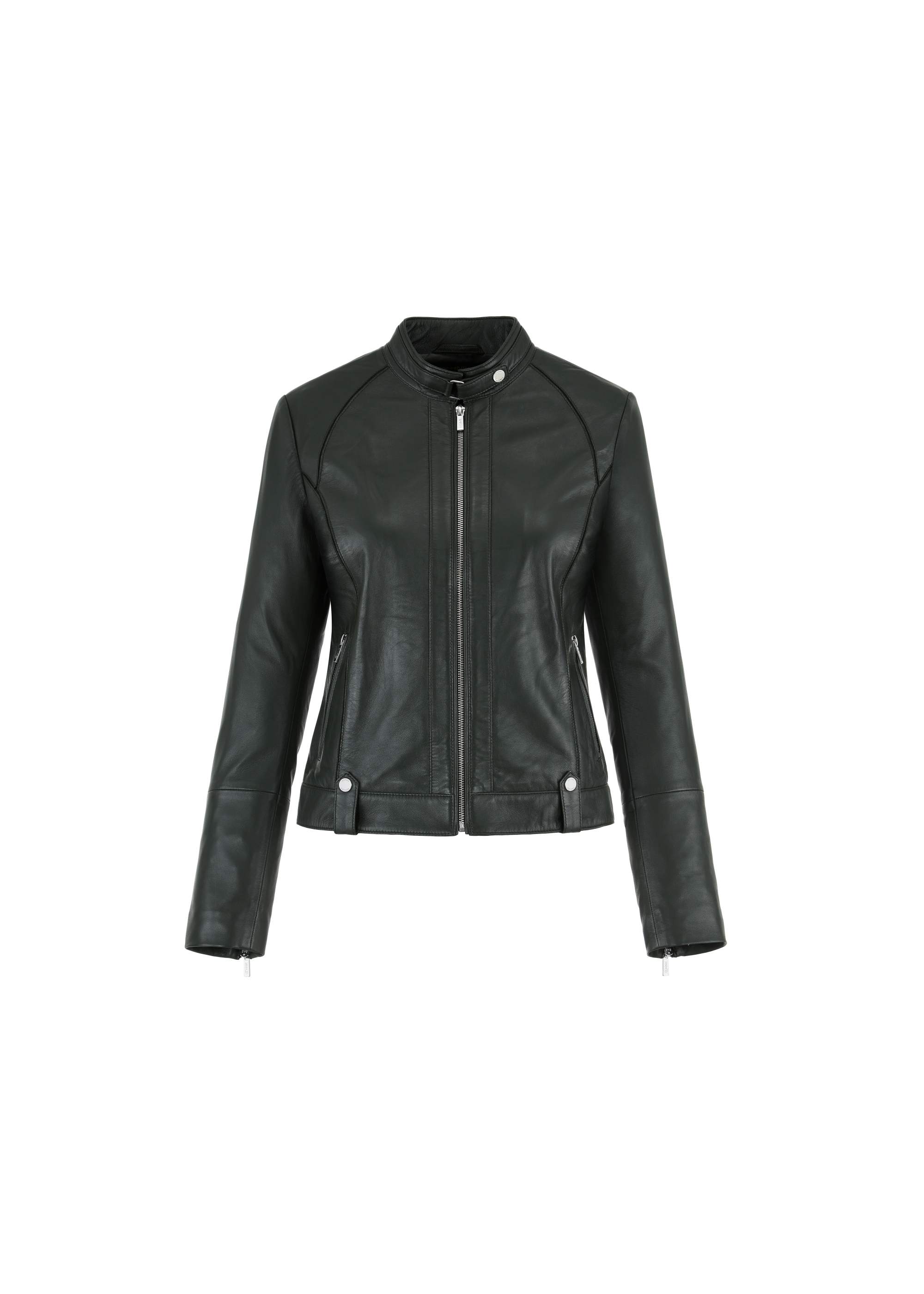 Women's green leather jacket KURDS-0480-1345(W24)-04