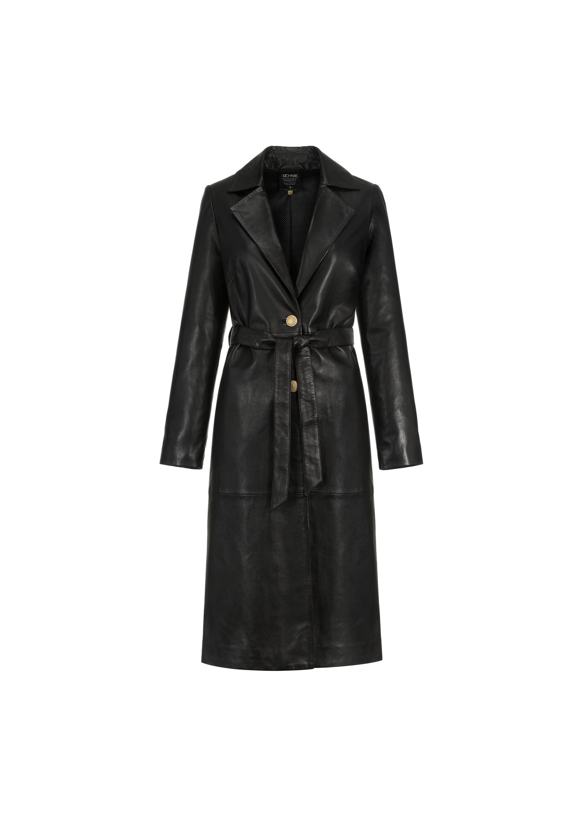 Women's leather coat with belt KURDS-0401-1273(W24)-05