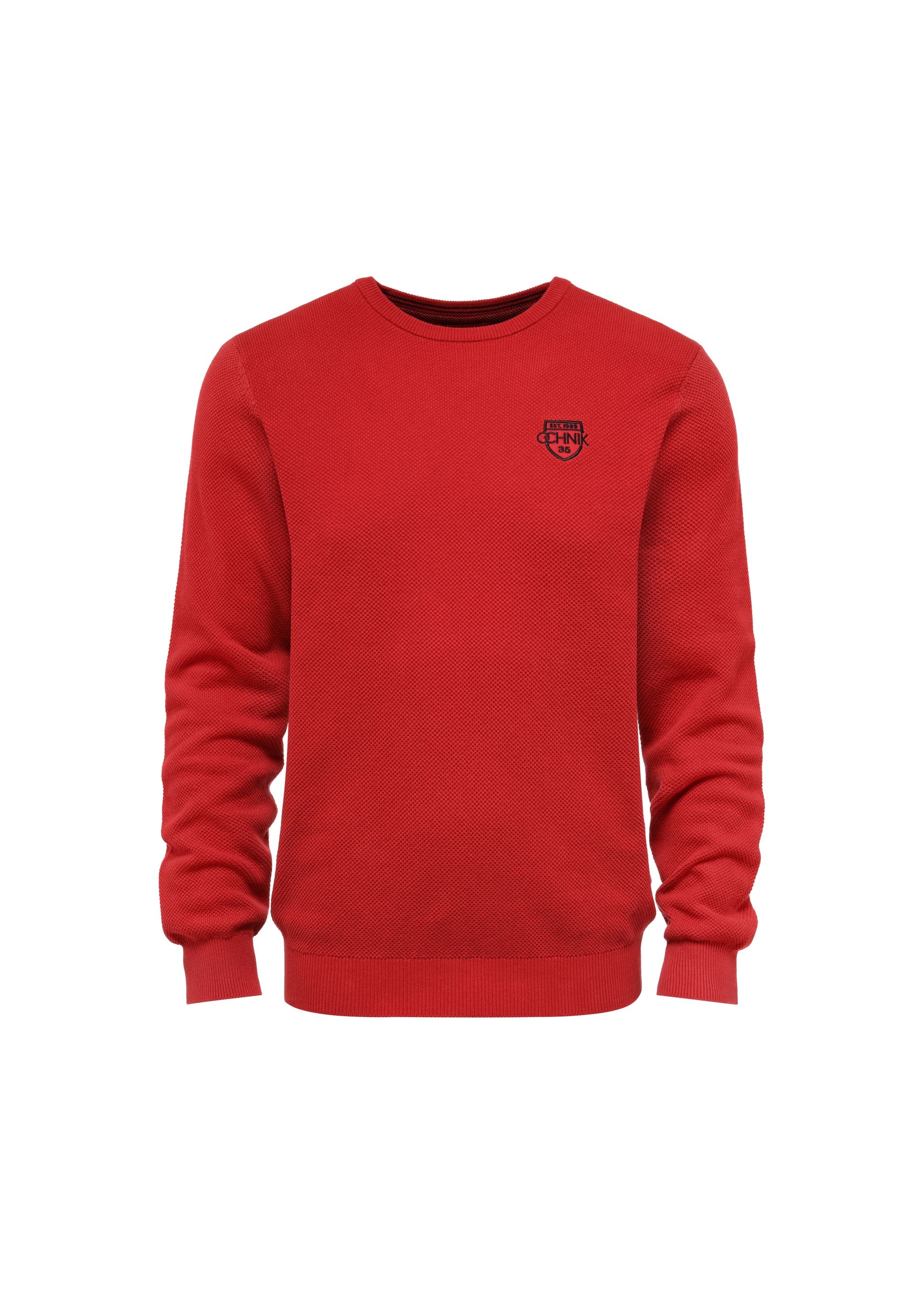 Red cotton men's sweater SWEMT-0160-42(Z24)-01