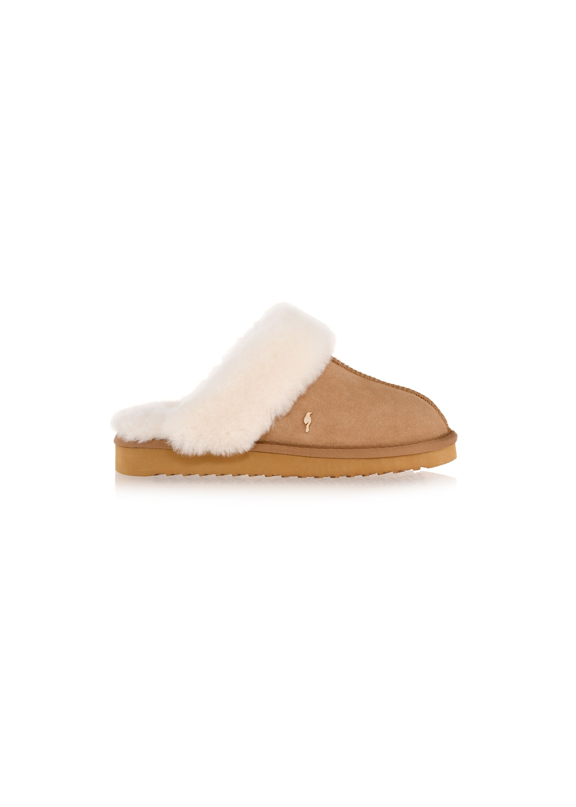 Beige slip-on slippers in snow boot style BUTYD-1137-82(Z24)-03