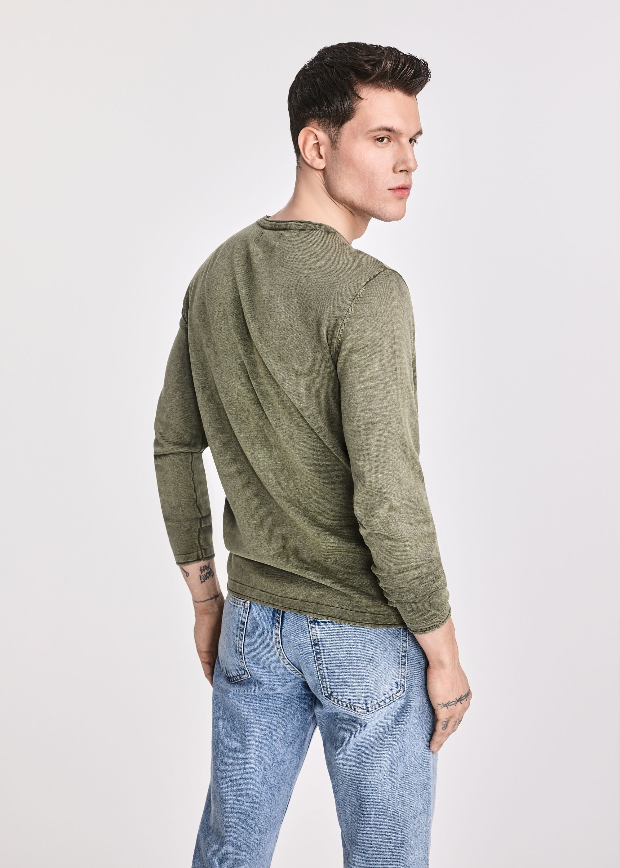 Men's cotton khaki sweater SWEMT-0100-51(W25)-03