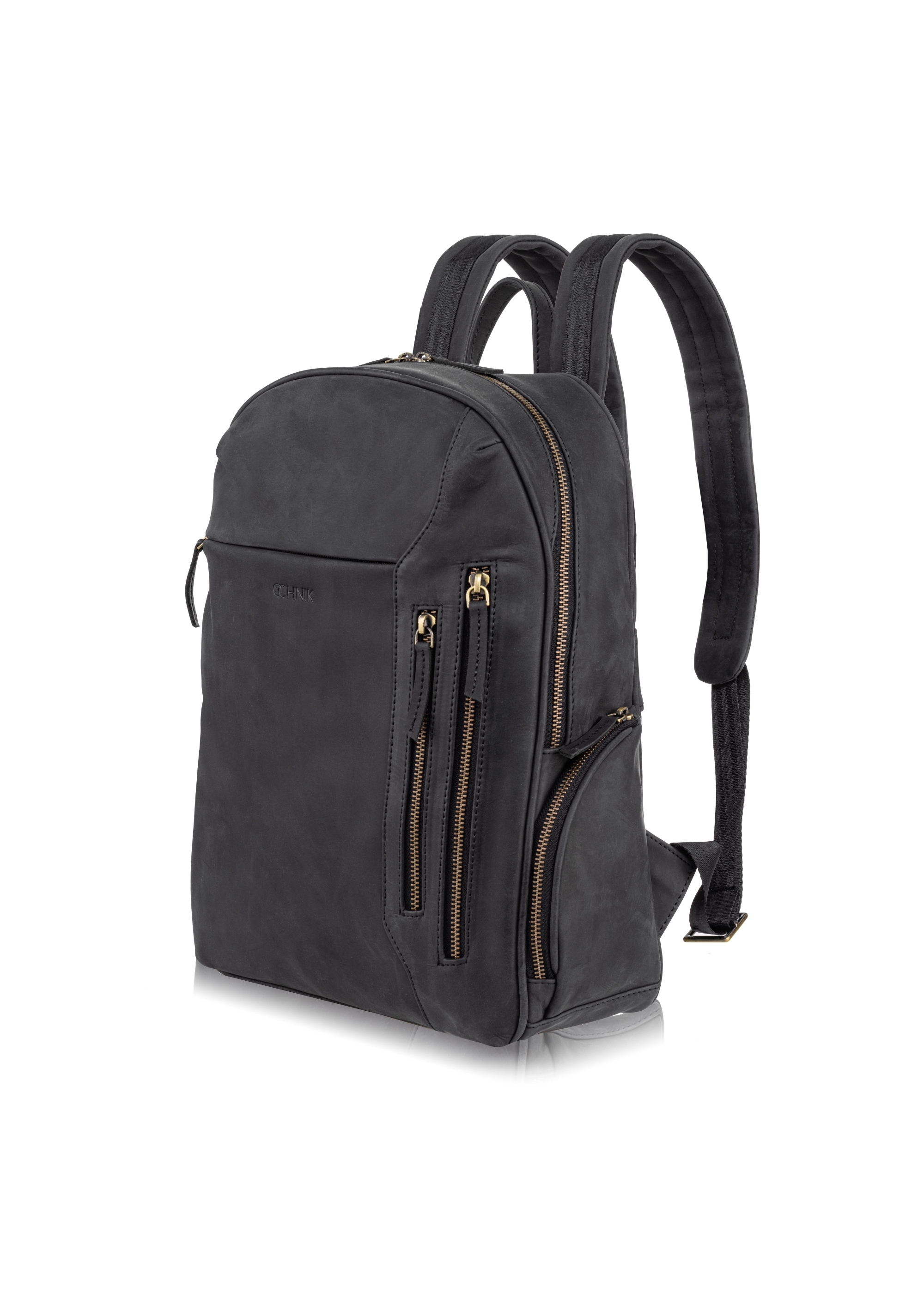 Black leather men's backpack TORMS-0300-99(W23)-02