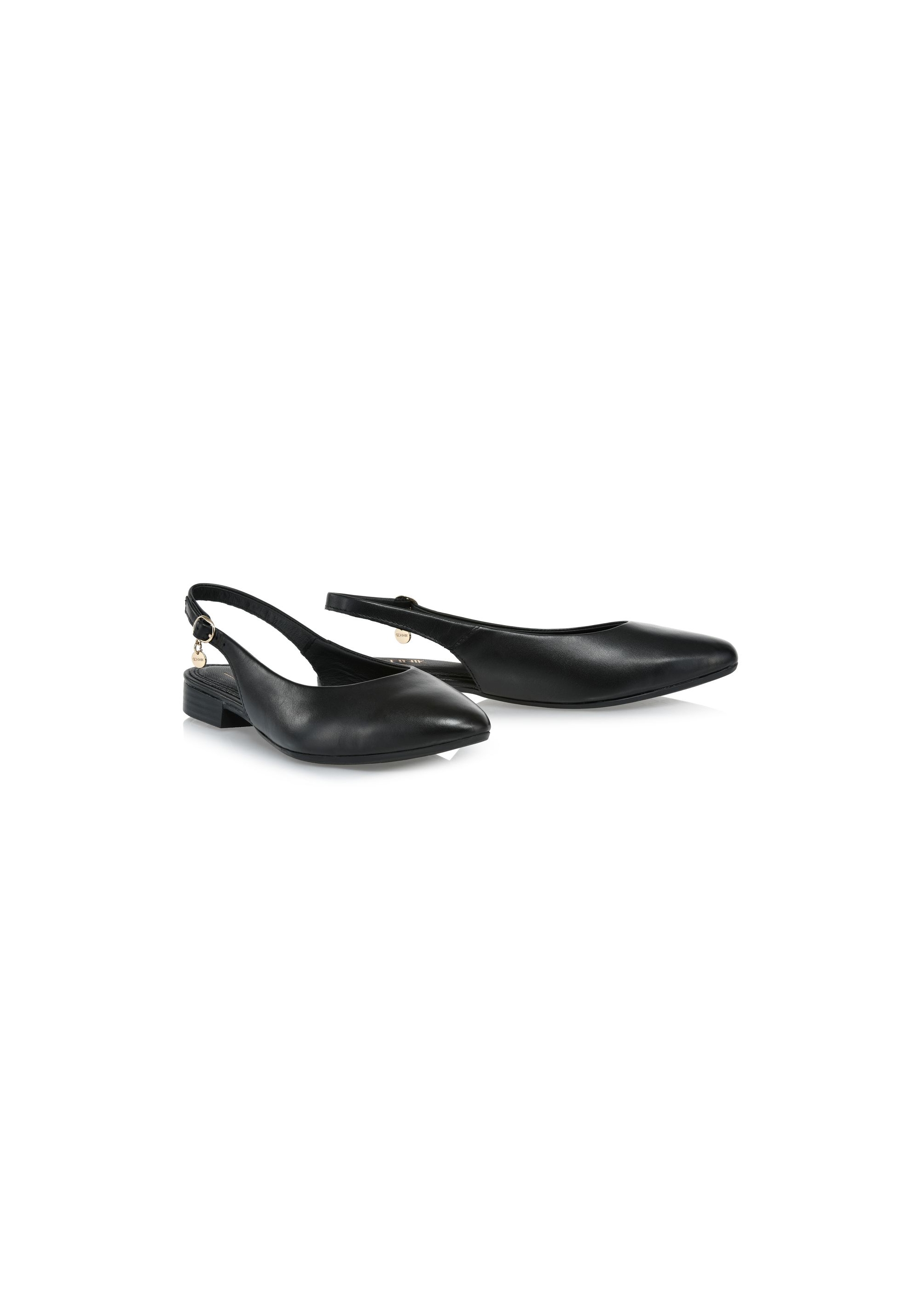 Leather black ballerinas without heel BUTYD-1051-99(W24)-02